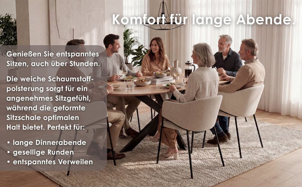 byLIVING Esszimmerstuhl »YORK« (Set) 2 Stk.Strukturstoff in beige, bis 110 kg, Schaumstoff, 4-Fußgestell