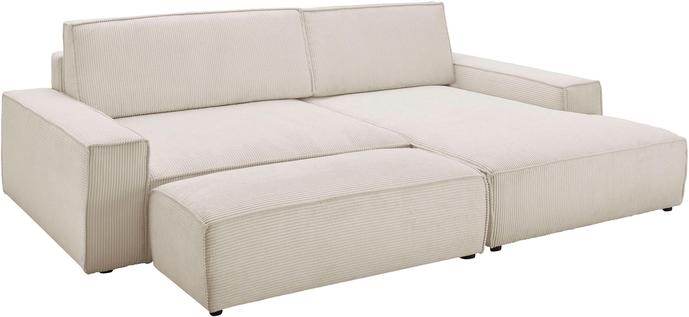 Home affaire Polsterecke »NEU: SHERWOOD XXL tief, L-Form mit Schlaffunktion, Big-Sofa mit Hocker«, (Set, 2 St.), stellbar zum Schlafsofa (Krokodilverbinder), Cord, Leinenoptik