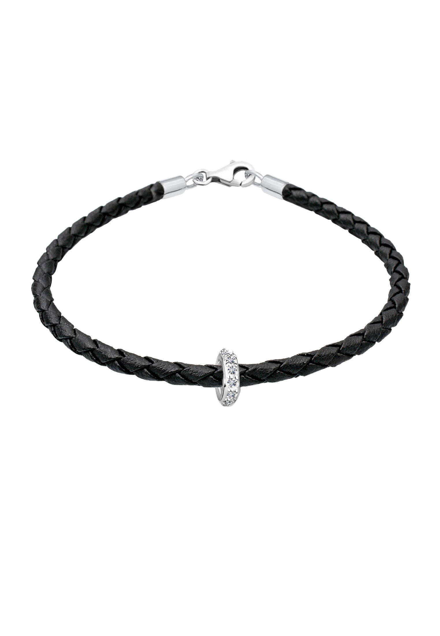 Elli Armkette »Armband Leder mit Bead 925 Silber, mit Kristallen von Swarovski®«