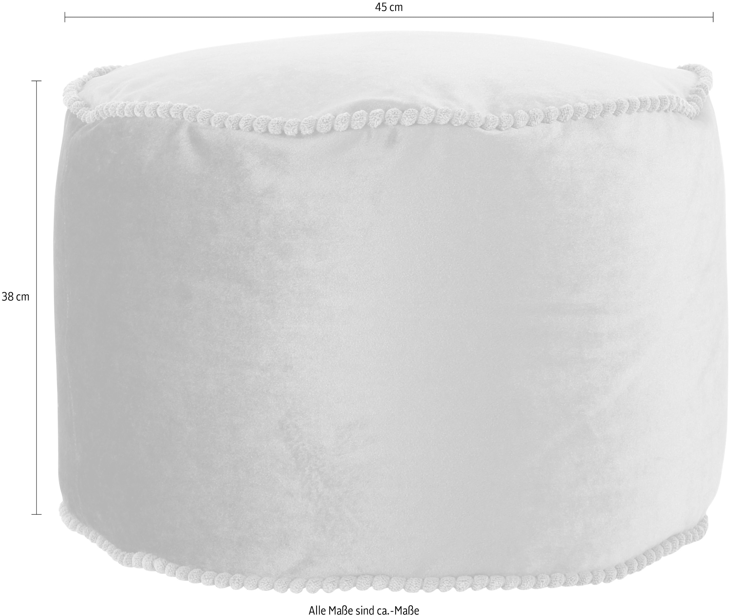 Kayoom Sitzhocker »Pouf Taj Mahal 225, samtweiche Oberfläche«, (1 St.), samtweich, verziert, Füllung aus flexiblen Styroporkugeln