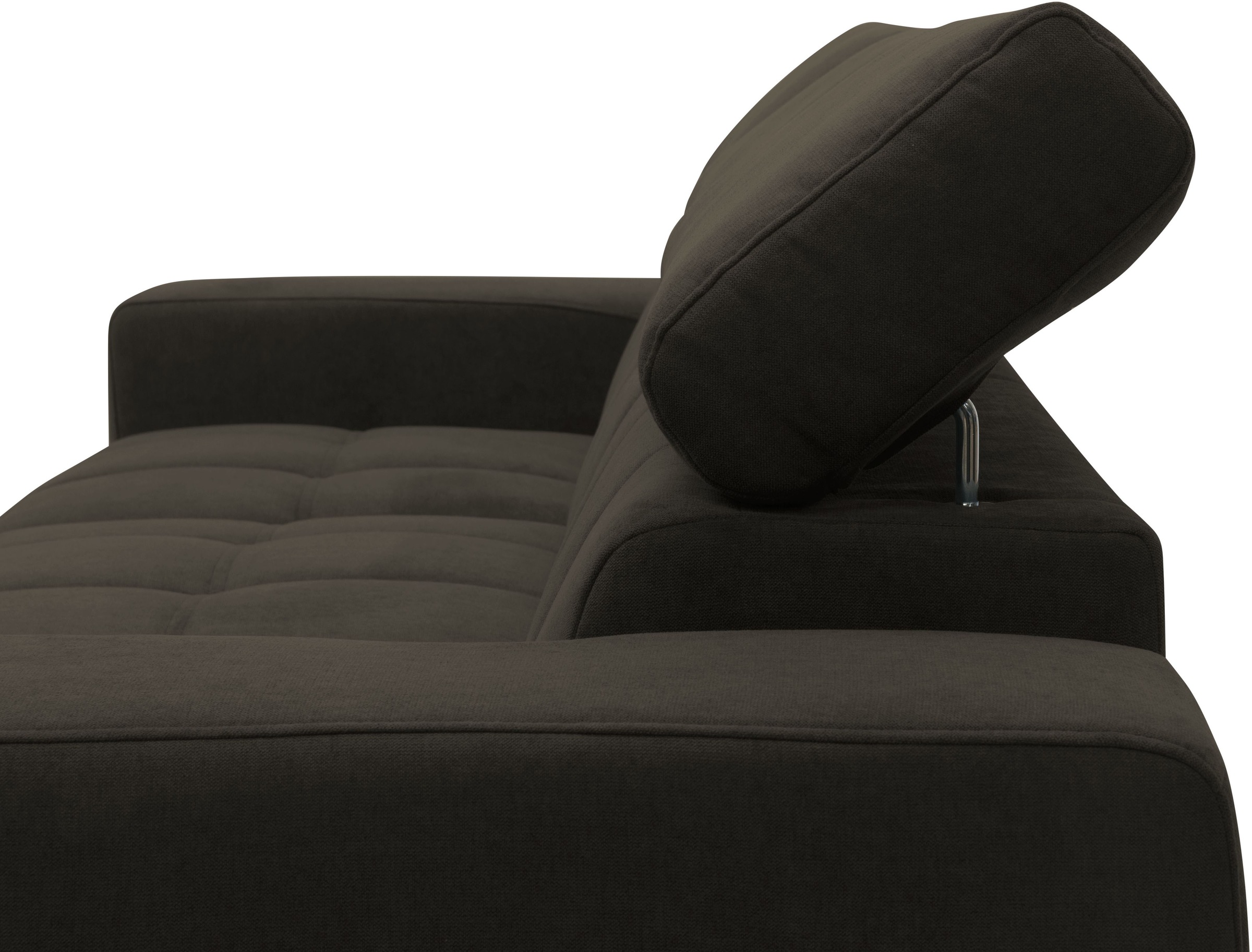DOMO collection Ecksofa »Trento L-Form, mit Kufenfuß oder Einzelfuß«, wahlweise mit Kopfteilverstellung, Recamiere links/rechts bestellbar