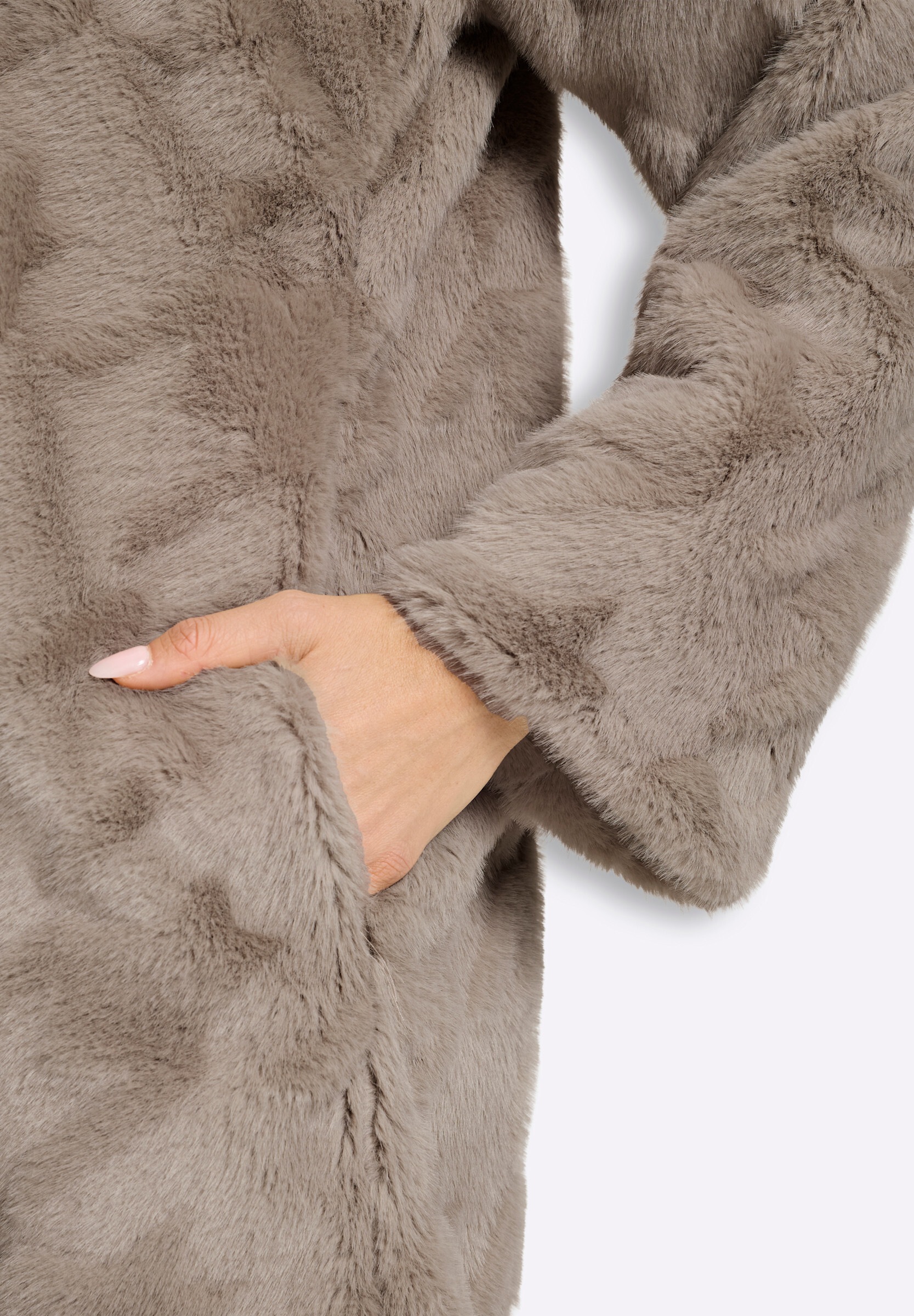 heine Langjacke »Pelzimitat-Jacke Fellimitatjacke« mit Kapuze