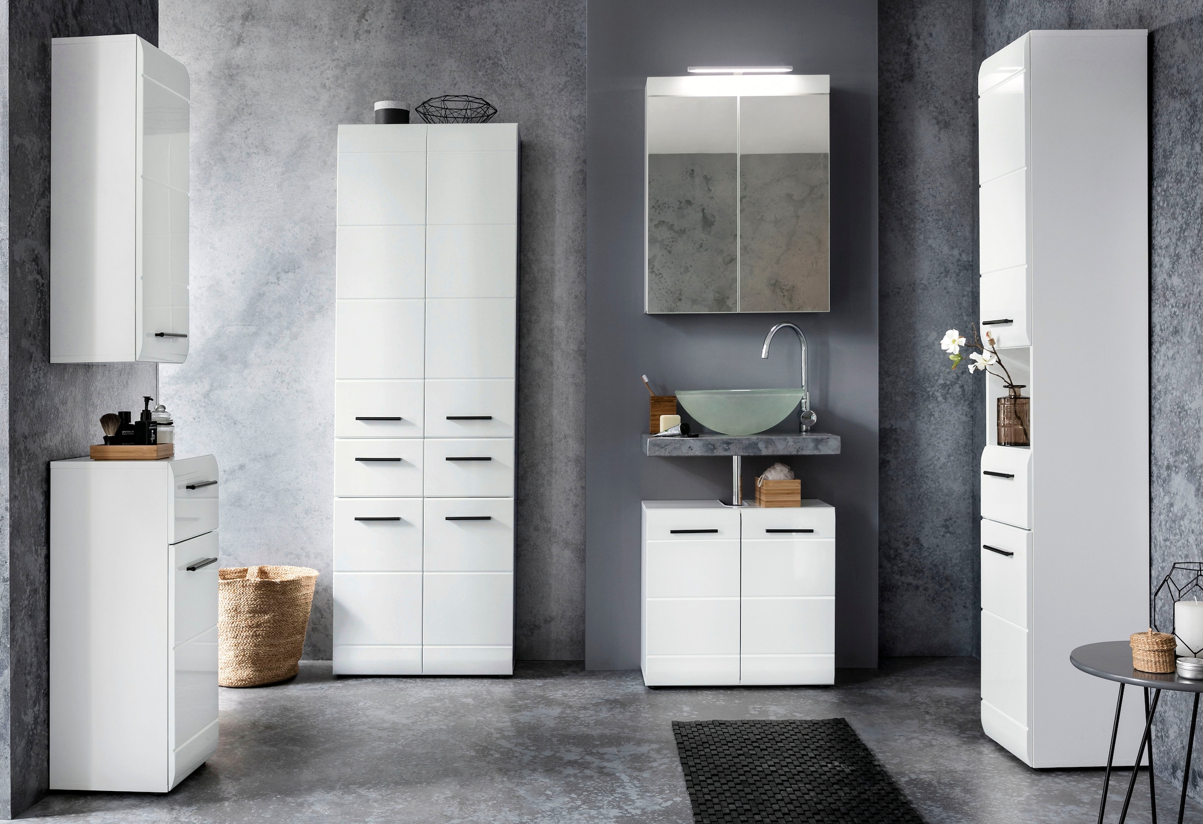 welltime Waschbeckenunterschrank »Sovana« Waschtisch mit verstellbarem Fach - Maße (B/T/H) 60/31/56 cm
