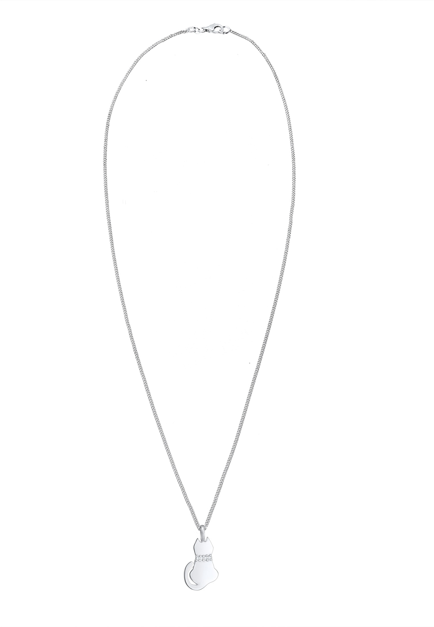 Nenalina Silberkette »Halskette Katze Anhänger Zirkonia Kristalle 925er Silber«