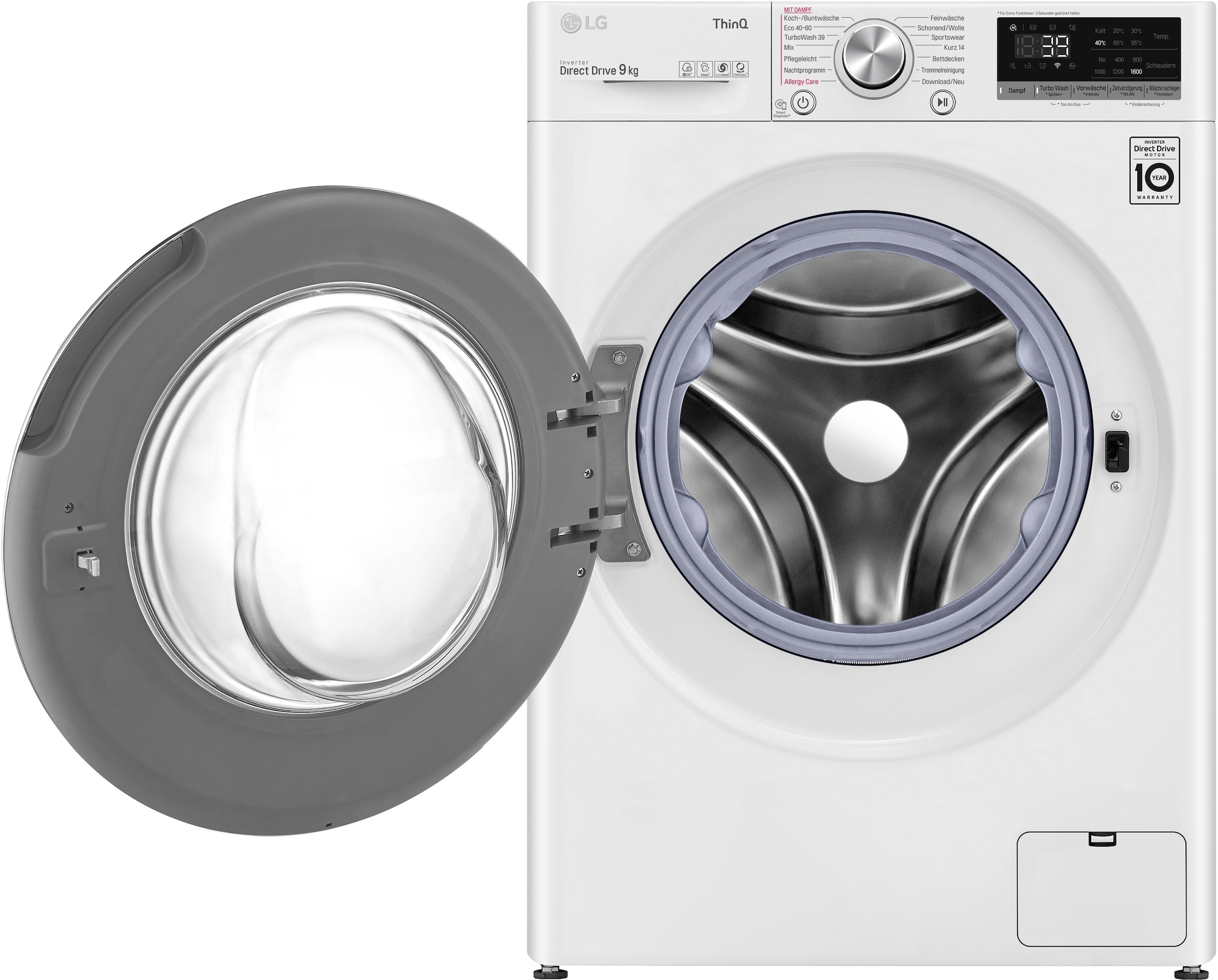 LG Waschmaschine »F6WV709P1«, 9 kg, 1600 U/min, TurboWash® - Waschen in nur 39 Minuten