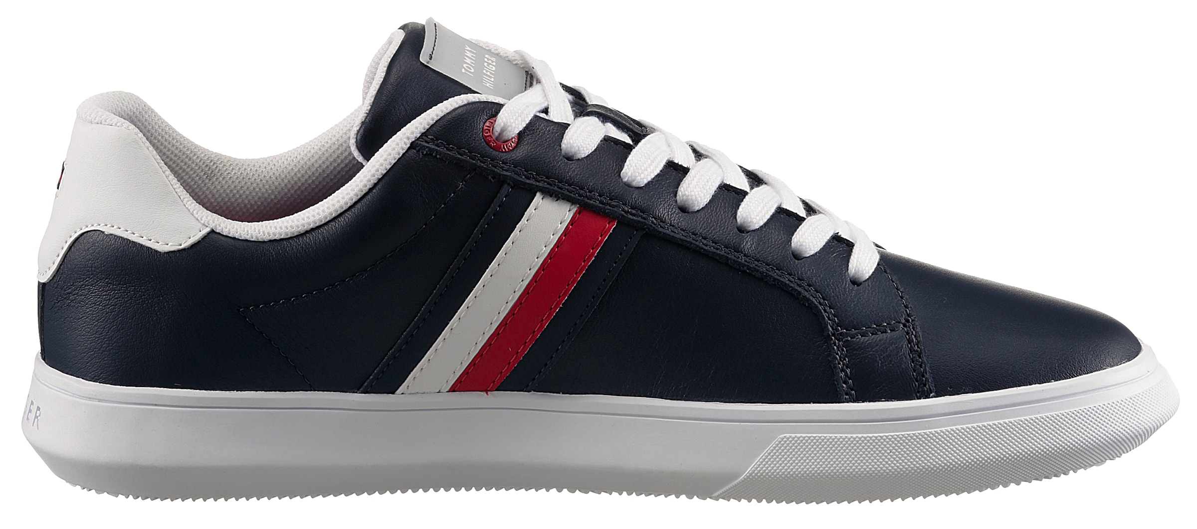 Tommy Hilfiger Sneaker »ESSENTIAL LEATHER CUPSOLE«, mit typischen Streifen, Freizeitschuh, Halbschuh, Schnürschuh
