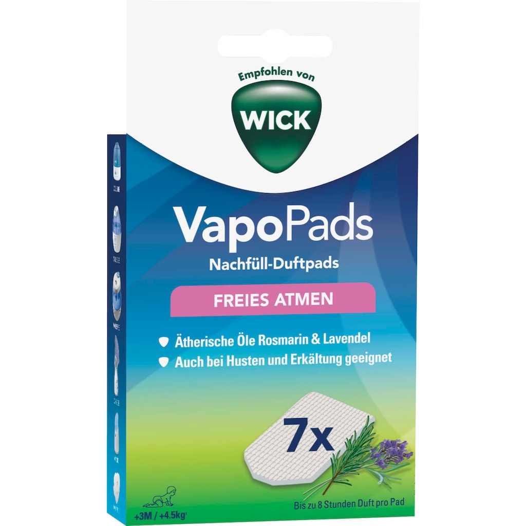 WICK Inhalations-Zusatz »VapoPads Rosmarin & Lavendel - VBR«, (Packung, 7 tlg.)