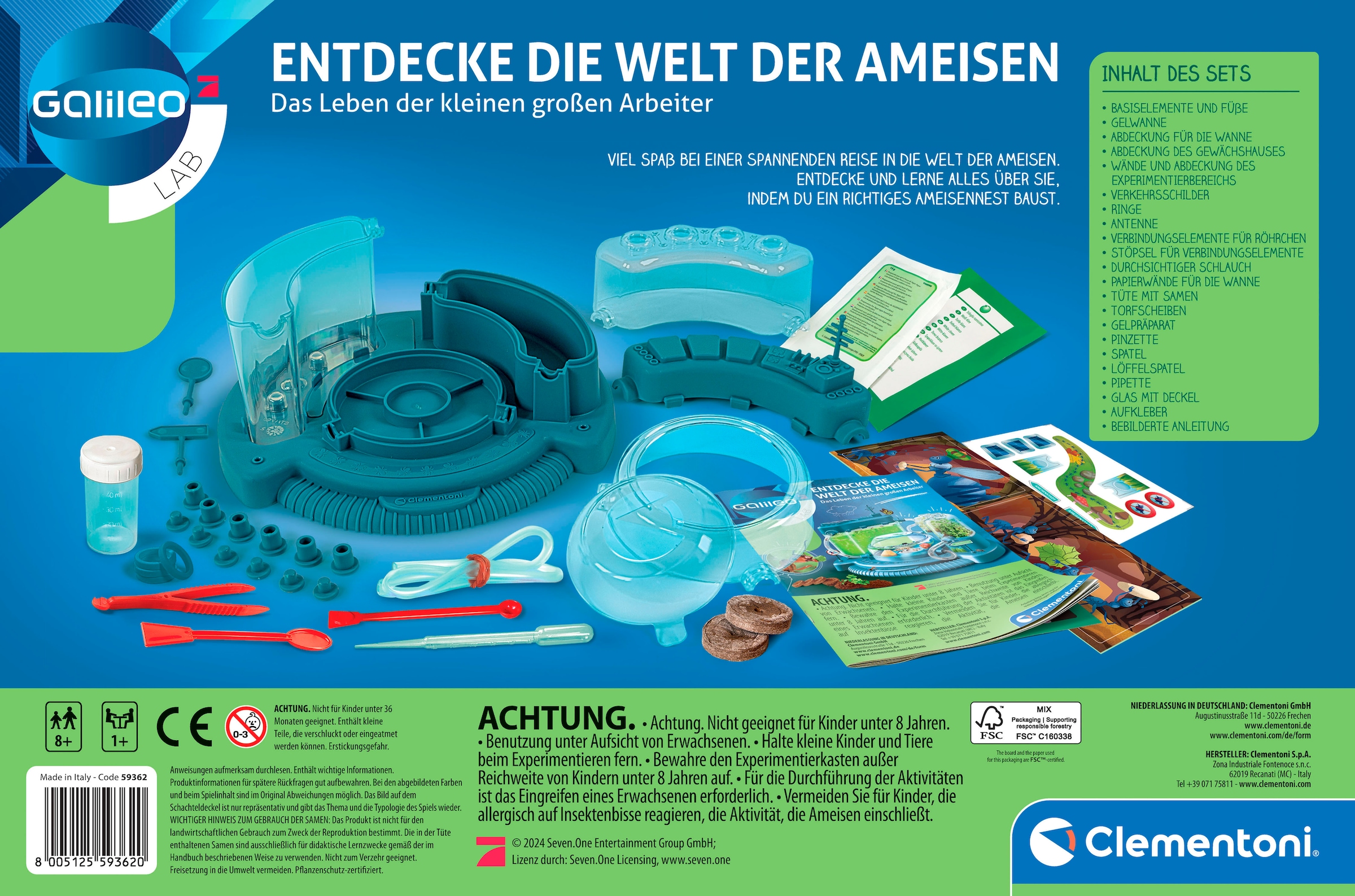 Clementoni® Experimentierkasten »Galileo, Entdecke die Welt der Ameisen« Made in Europe