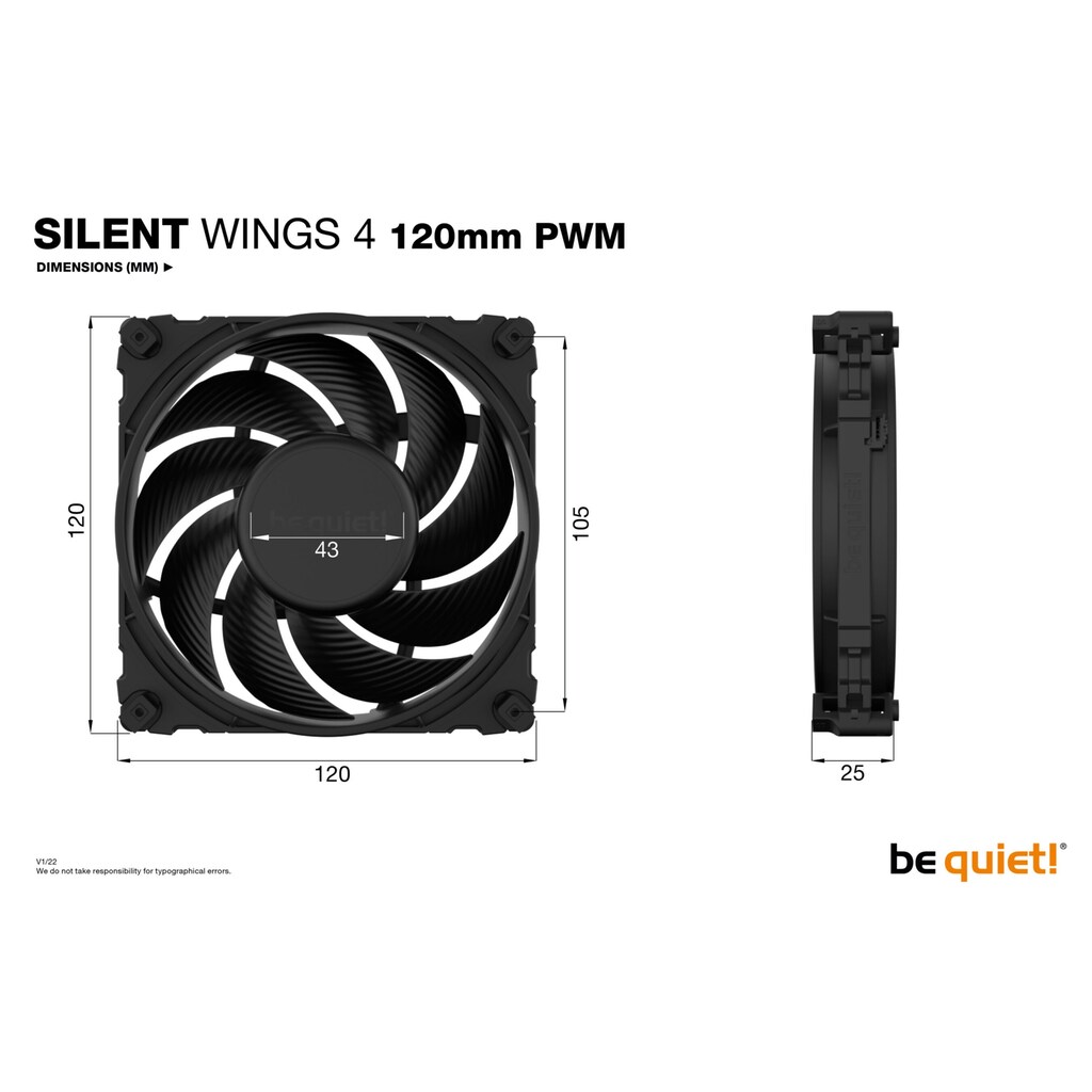 be quiet! Gehäuselüfter »SILENT WINGS 4, 120mm PWM«