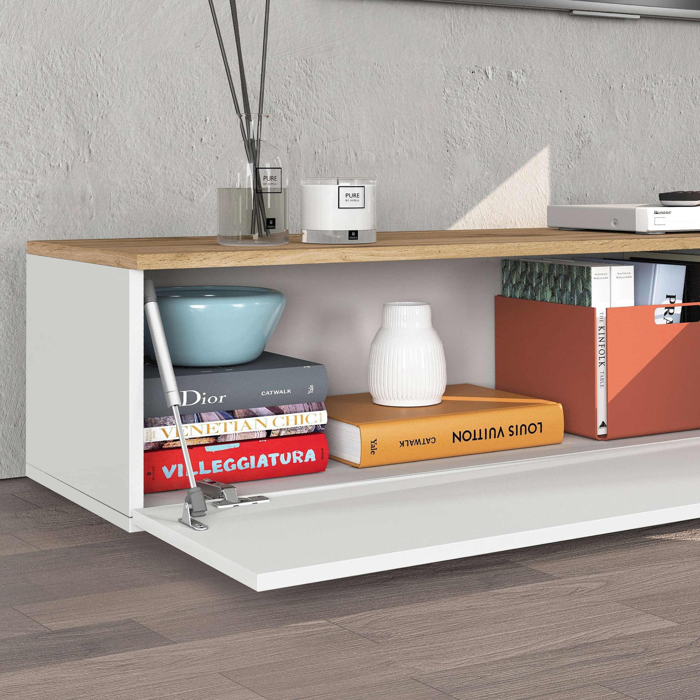 OTTO home Lowboard »ISEO, TV-Kommode,TV-Möbel,TV-Bank, 3 Fächer, Breite 200 cm« 1 Stk. tlg. stehend/hängend, 1 Klappe, 2 Türen Hochglanz lackiert, Made in Italy