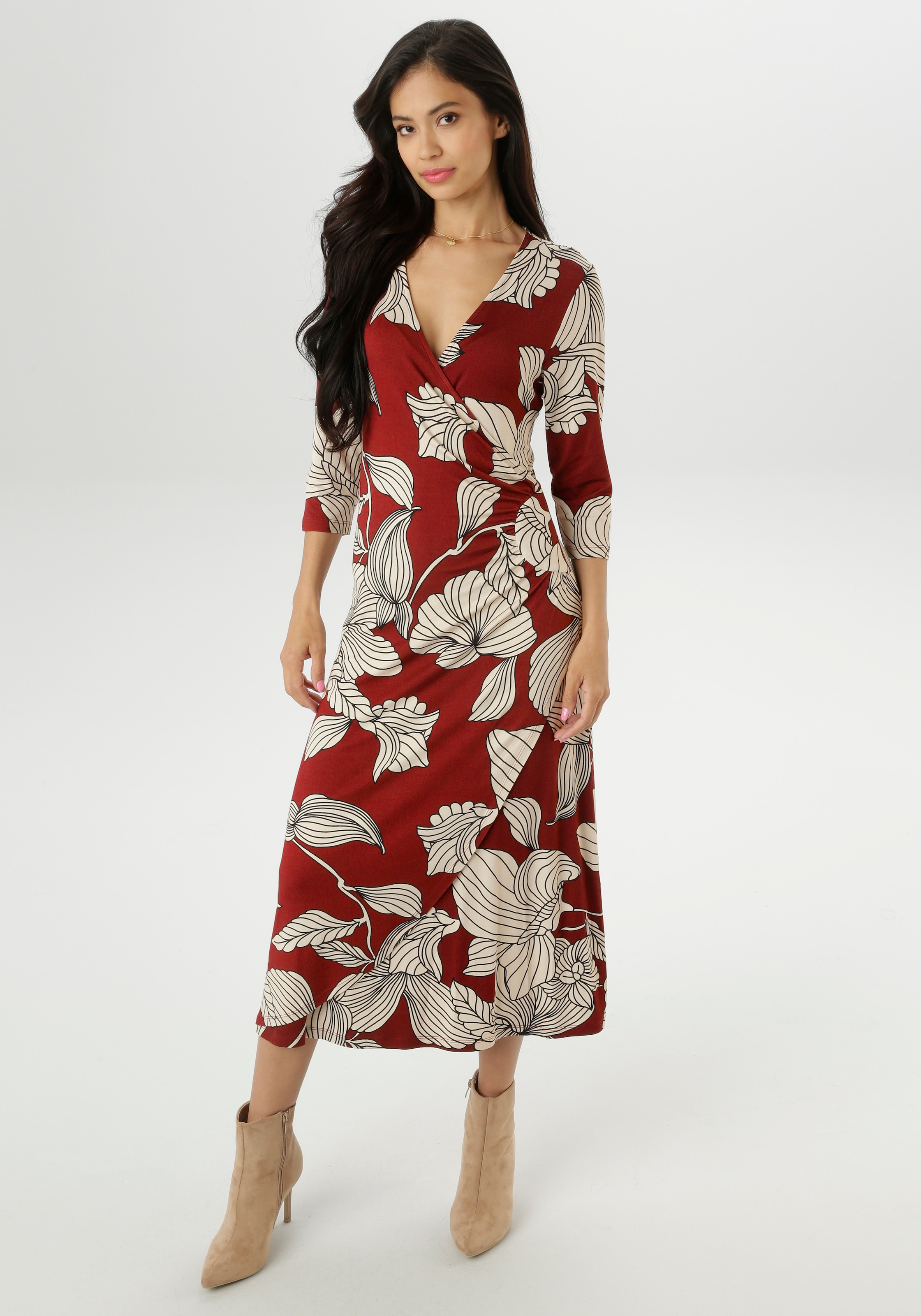 Aniston SELECTED Jerseykleid, mit V-Ausschnitt in Wickel-Optik - NEUE KOLLEKTION