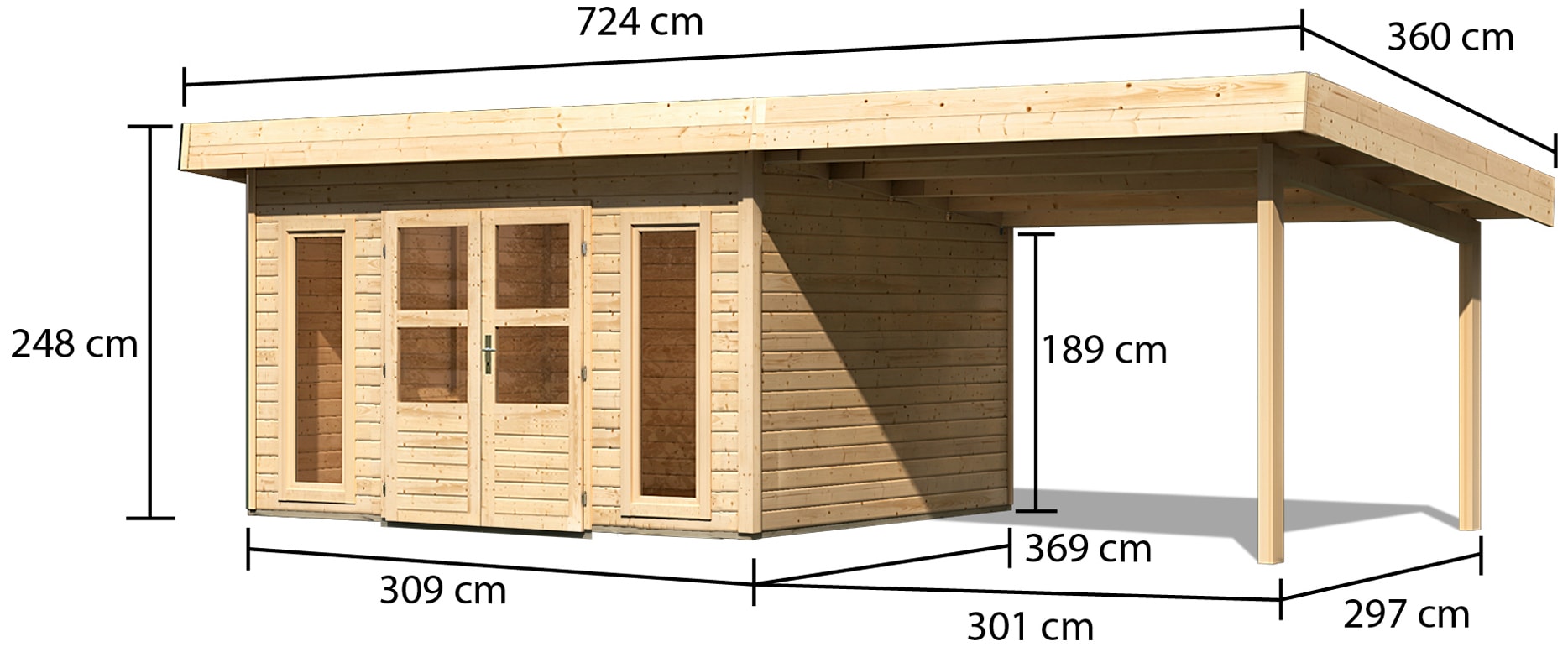 Karibu Gartenhaus »Perlsee 4« mit Anbaudach