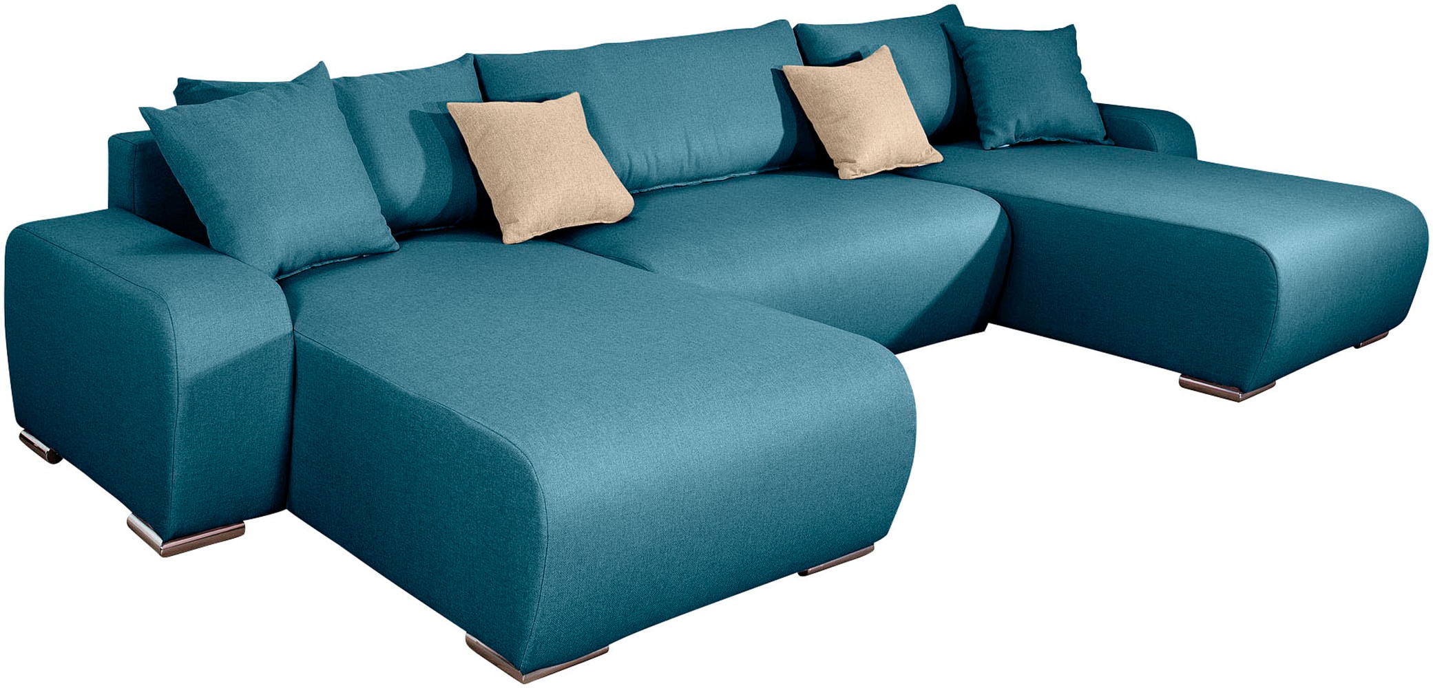 COLLECTION AB Wohnlandschaft »Paola U-Form, B: 314 cm« Schlaffunktion, Bettkasten & 4 Zierkissen, Federkern