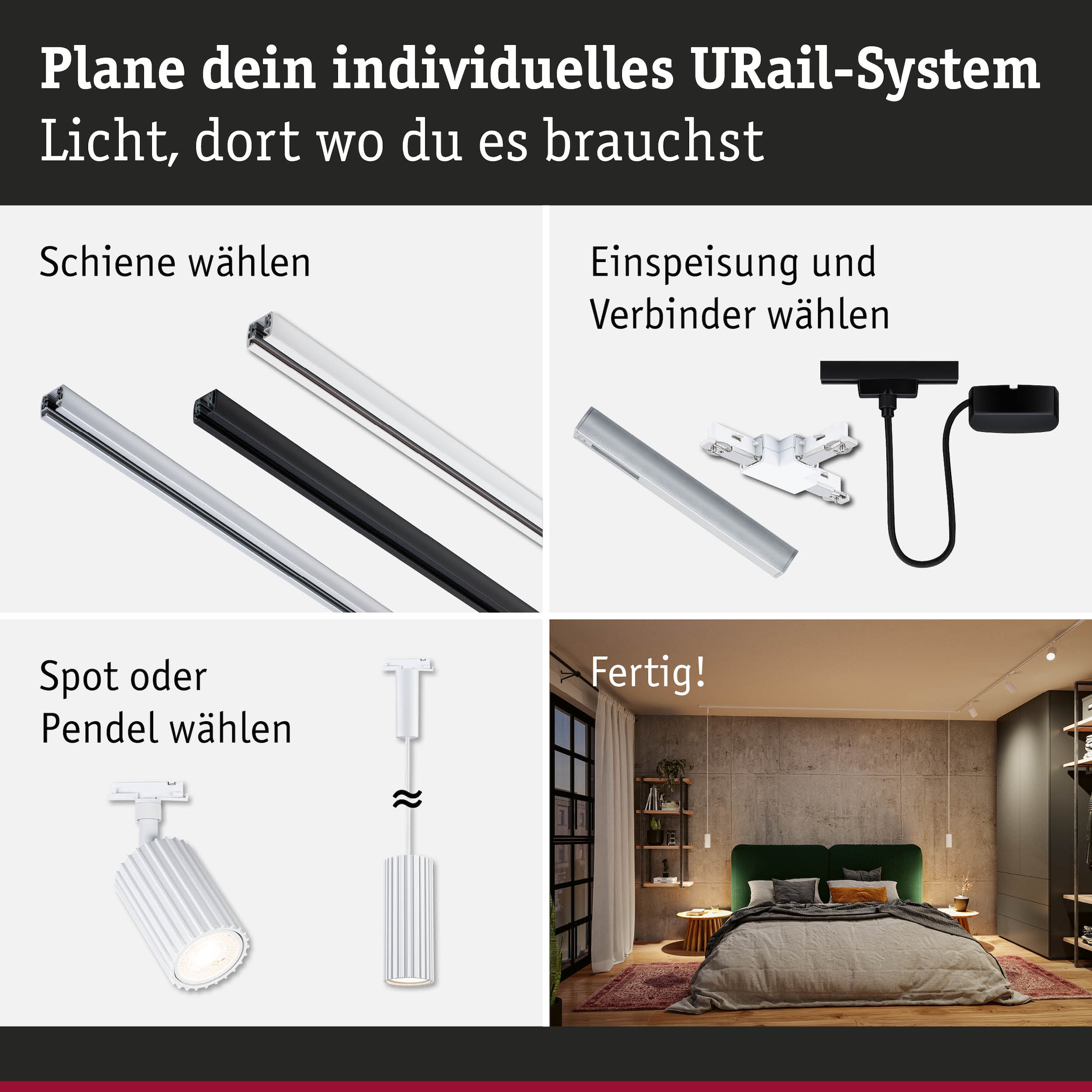 Paulmann Schienensystem-Leuchten »URail Pendant Lirena max 1x10W GU10 230V« GU10 Dimmbar