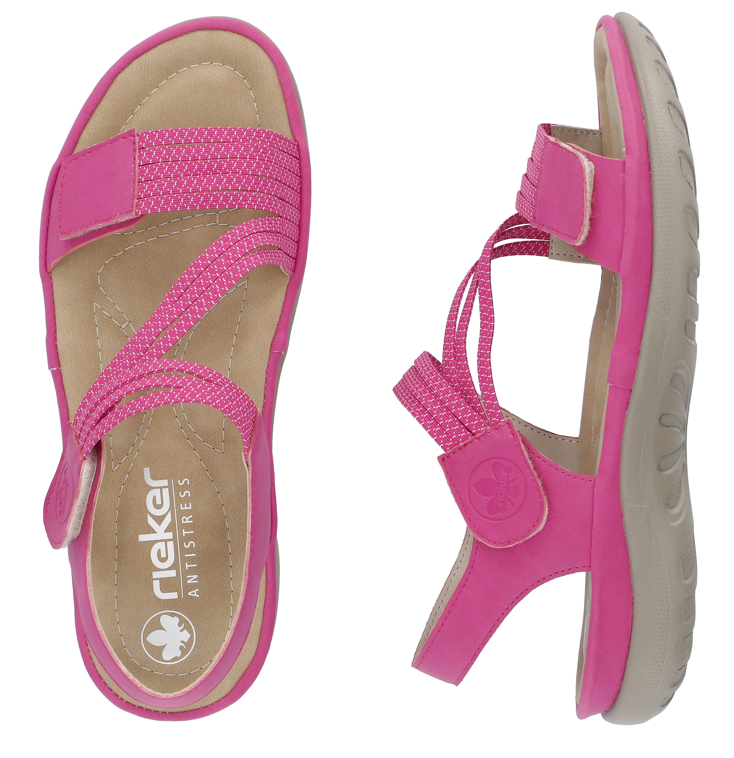 Rieker Riemchensandale, Sommerschuh, Sandalette, Keilabsatz, mit Gummizügen