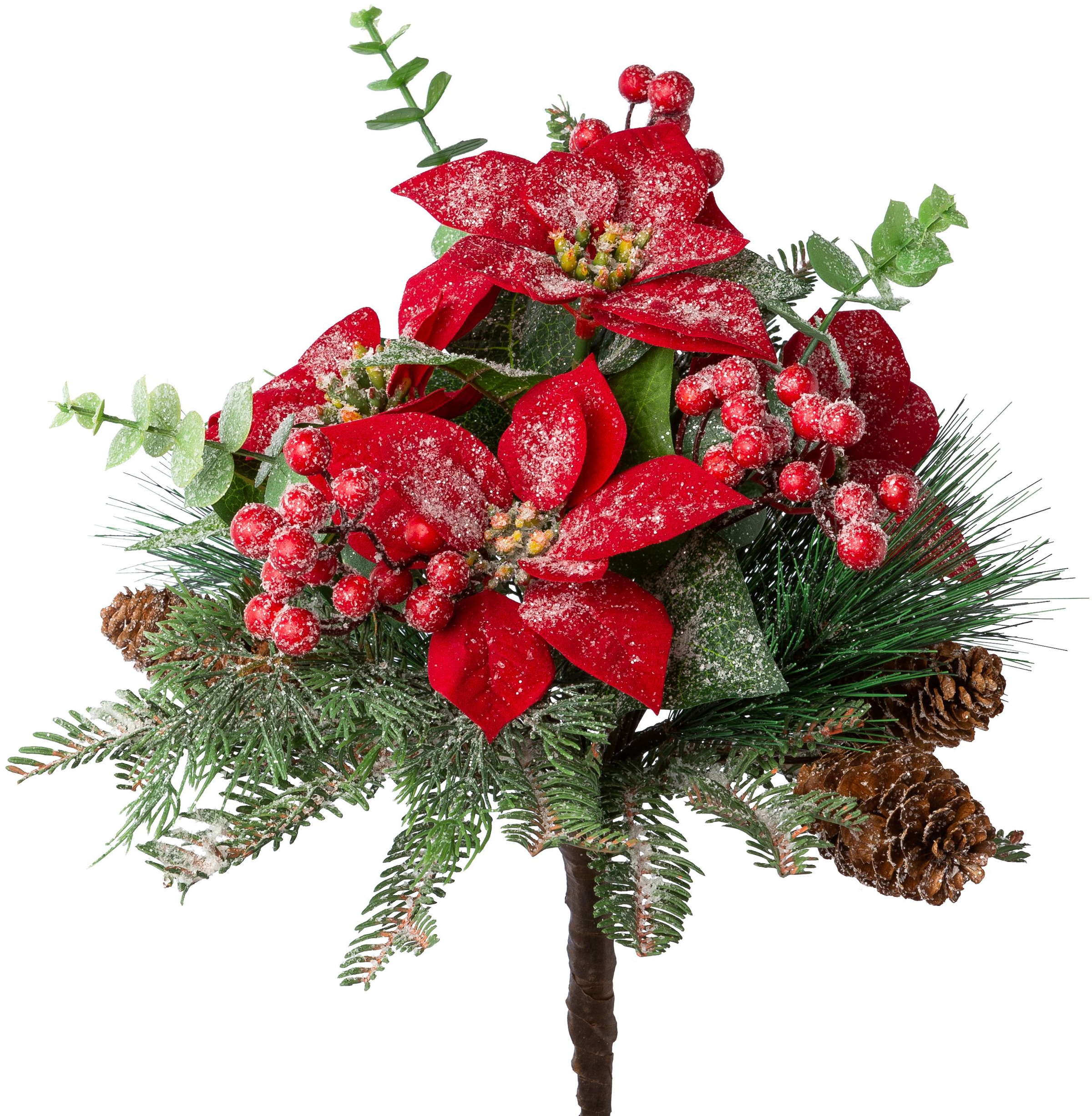 Creativ green Winterliche Kunstpflanze »Weihnachtsdeko rot«, Mixbund, mit Zapfen und Beeren
