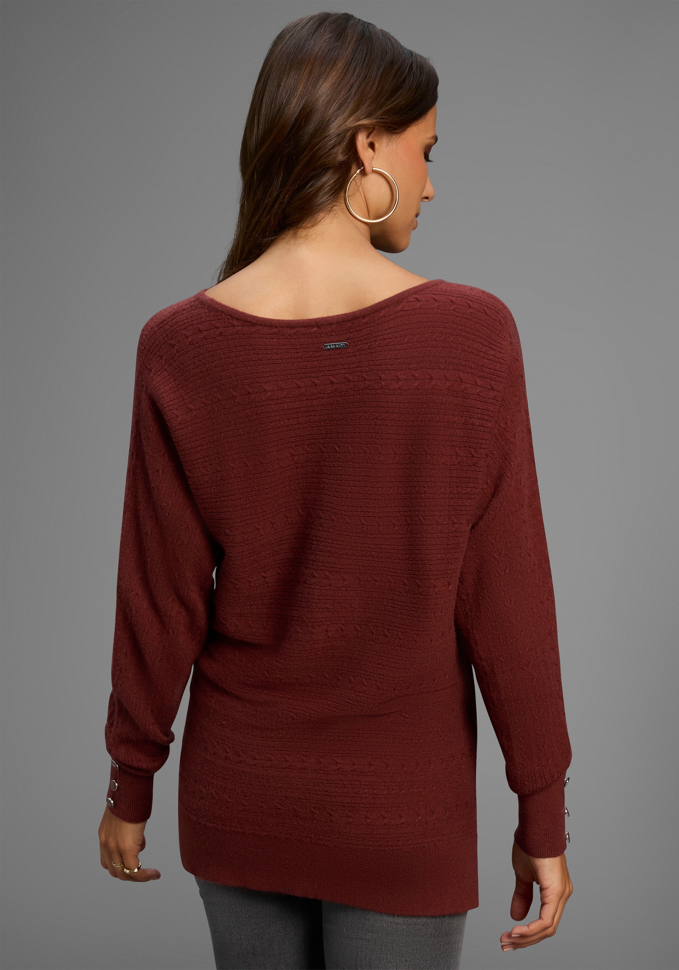 Laura Scott Fledermauspullover , kuscheliger Winterstrick mit Zopfstrickmuster - NEUE KOLLEKTION
