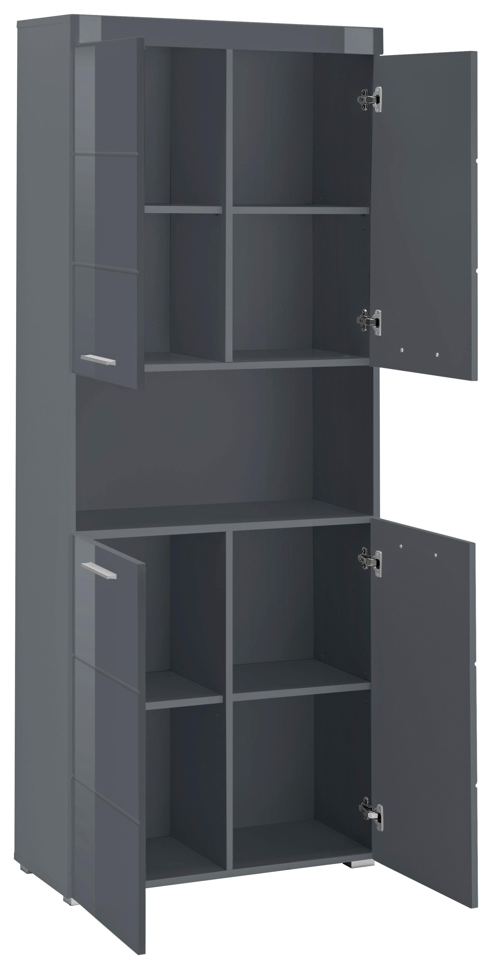 INOSIGN Hochschrank »Avena, Badezimmerschrank, Küchenschrank«, Badezimmerhochschrank mit offenem Fach, 4 Türen und 4 Einlegeböden