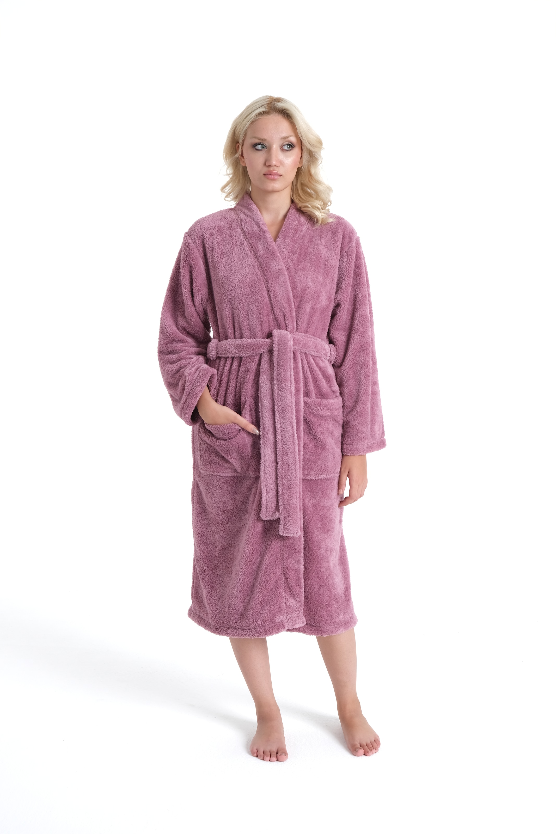my home Unisex-Bademantel »Lillou Kimono, ideal für Sauna & Spa, Hotelbademantel, Morgenmantel«, (1 St.), kuschelig weicher Fleece, für Damen und Herren, XS-3XL