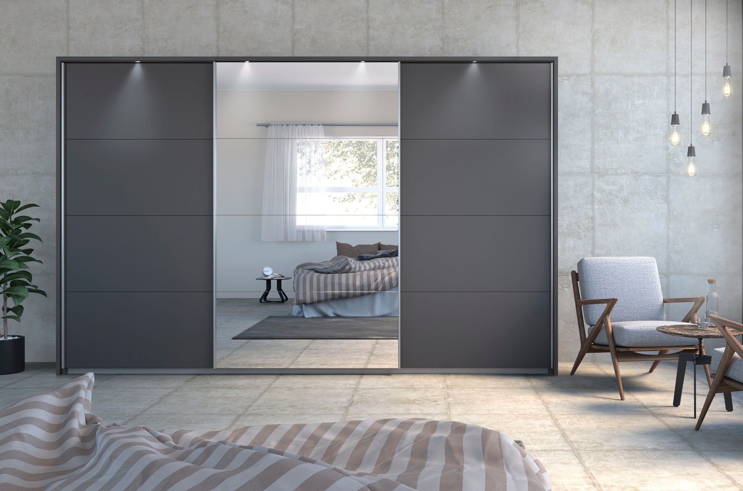 rauch Schwebetürenschrank »Kleiderschrank Schrank Garderobe Wäscheschrank TOMA mit Passepartout«, inkl. Regaleinsatz sowie zusätzlichen Einlegeböden MADE IN GERMANY