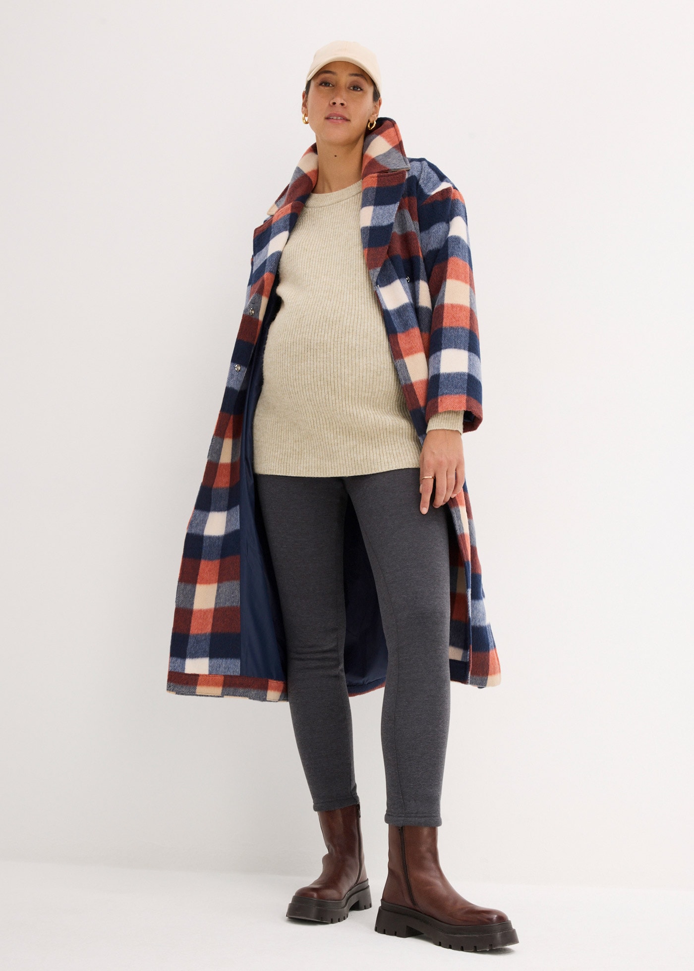 bonprix Umstandsleggings  mit hellem Teddyfleece gefüttert, Skinny Fit, mit breitem Jerseybund