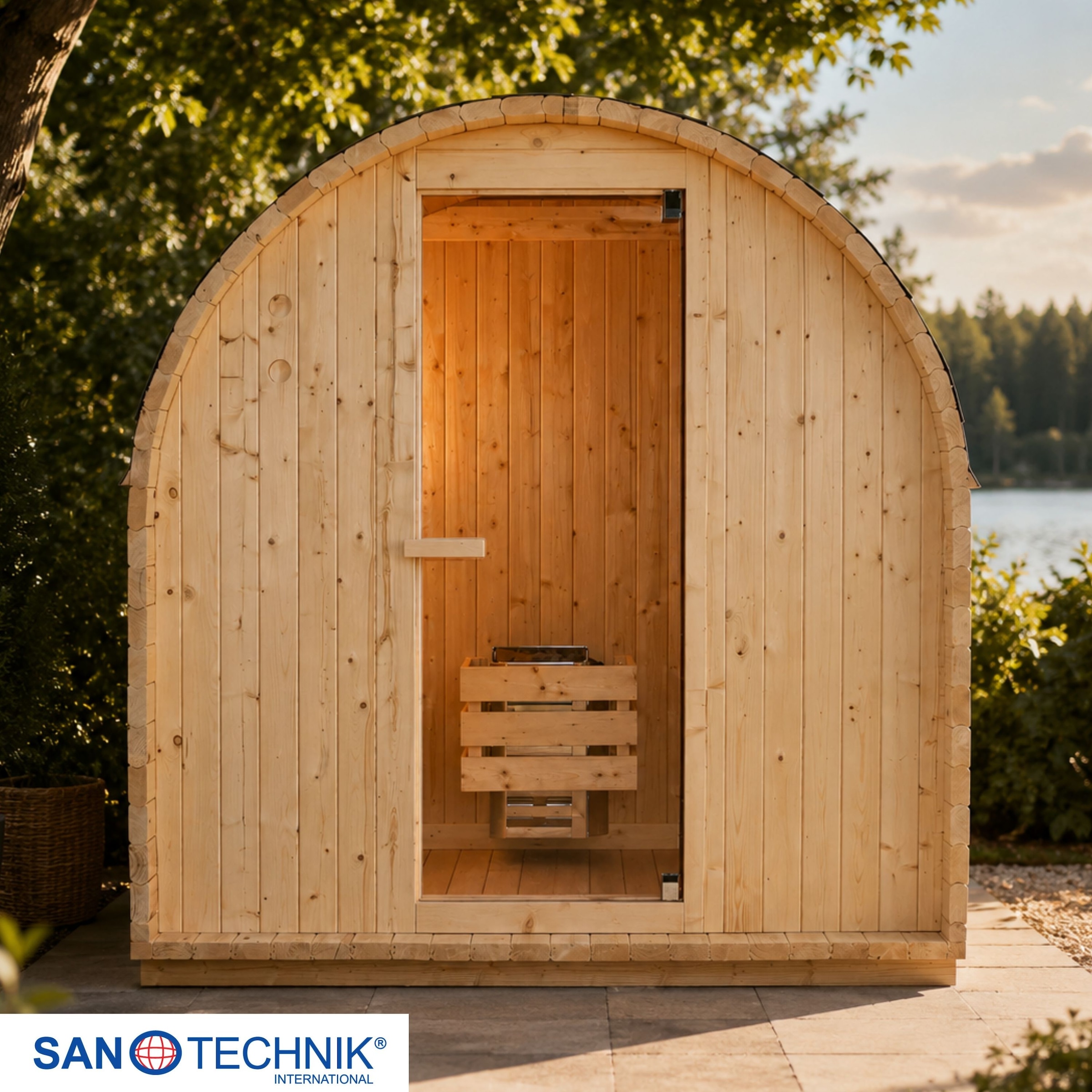 Sanotechnik Sauna »Außensauna ISLAND« 2 oder 4 Personen; inkl. 3,6 kW oder 8 kW Saunaofen und Saunasteine