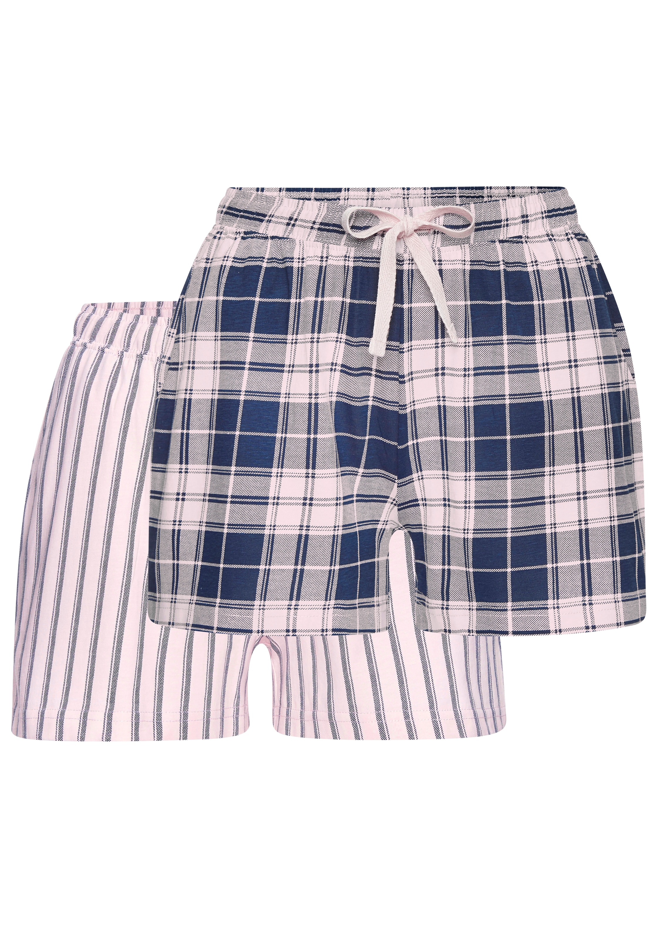 Vivance Dreams Pyjamashorts, (Packung, 2 tlg.), Mit Streifen und Karos