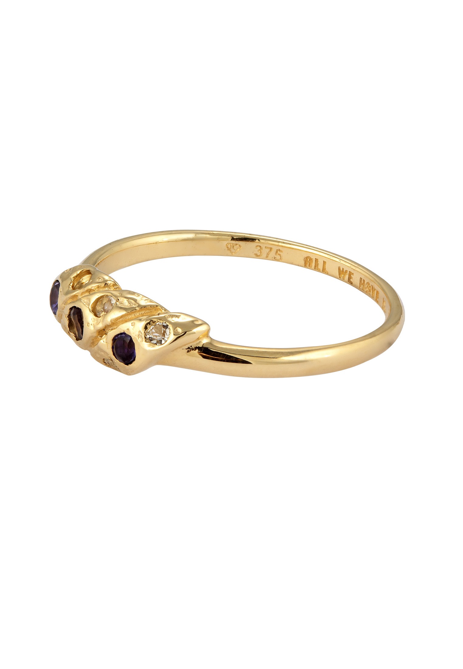 HAZE & GLORY Silberring »Ring Mondstein Lolith 375 Gelbgold - REEF Ring«