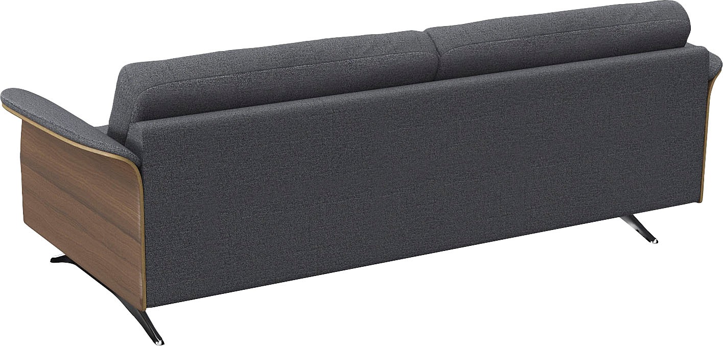 FLEXLUX 3-Sitzer »Glow Designsofa, bequem und komfortabel durch hochwertigen Sitzaufbau« Skandinavisches Design, hochwertige Verarbeitung, Armlehne walnuss