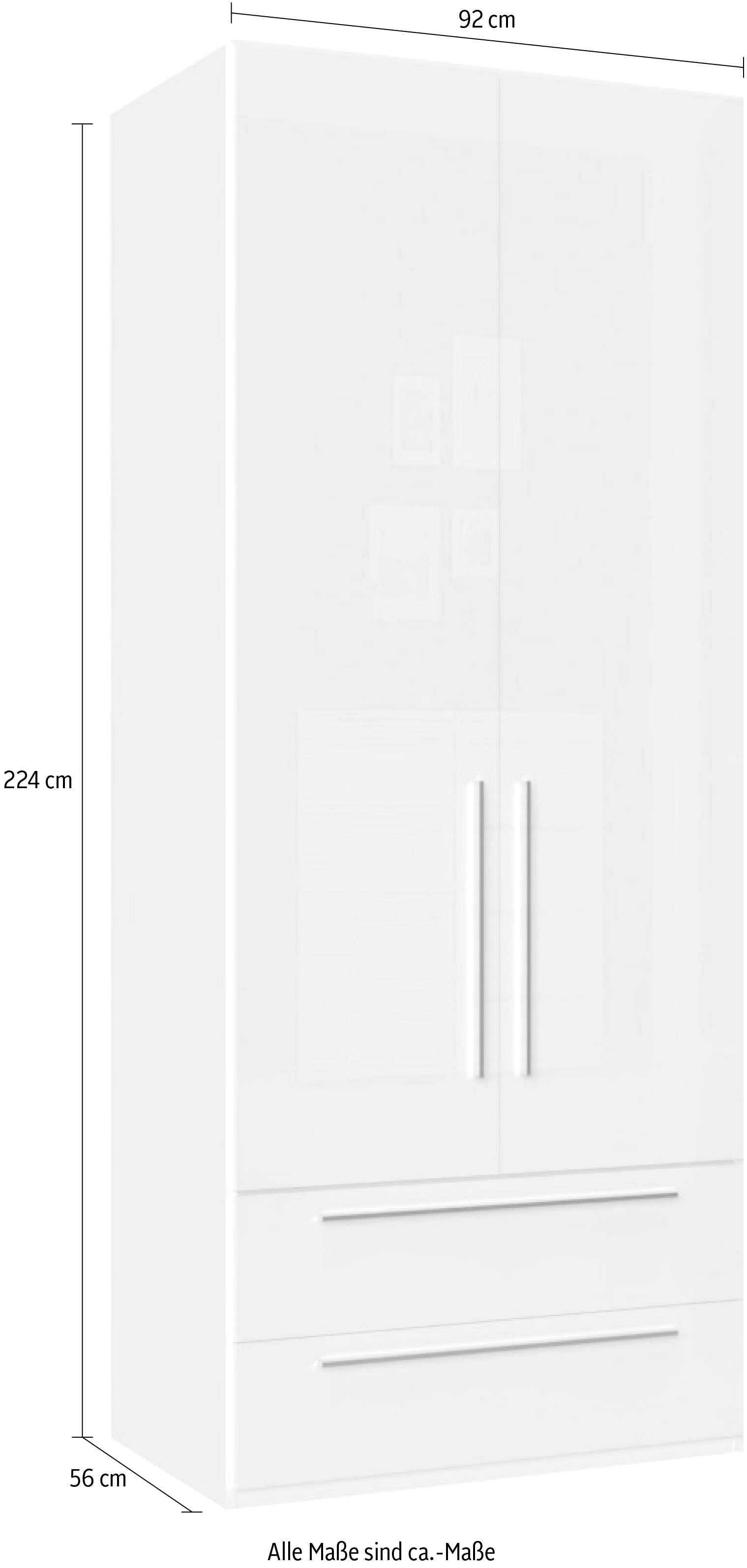 Places of Style Kleiderschrank »Piano, UV lackiert, hochglänzend in beige oder weiß, FSC-zertifiziert«, (Made in Europe), in vielen Breiten, Höhe 224cm, mit Soft-Close Funktion