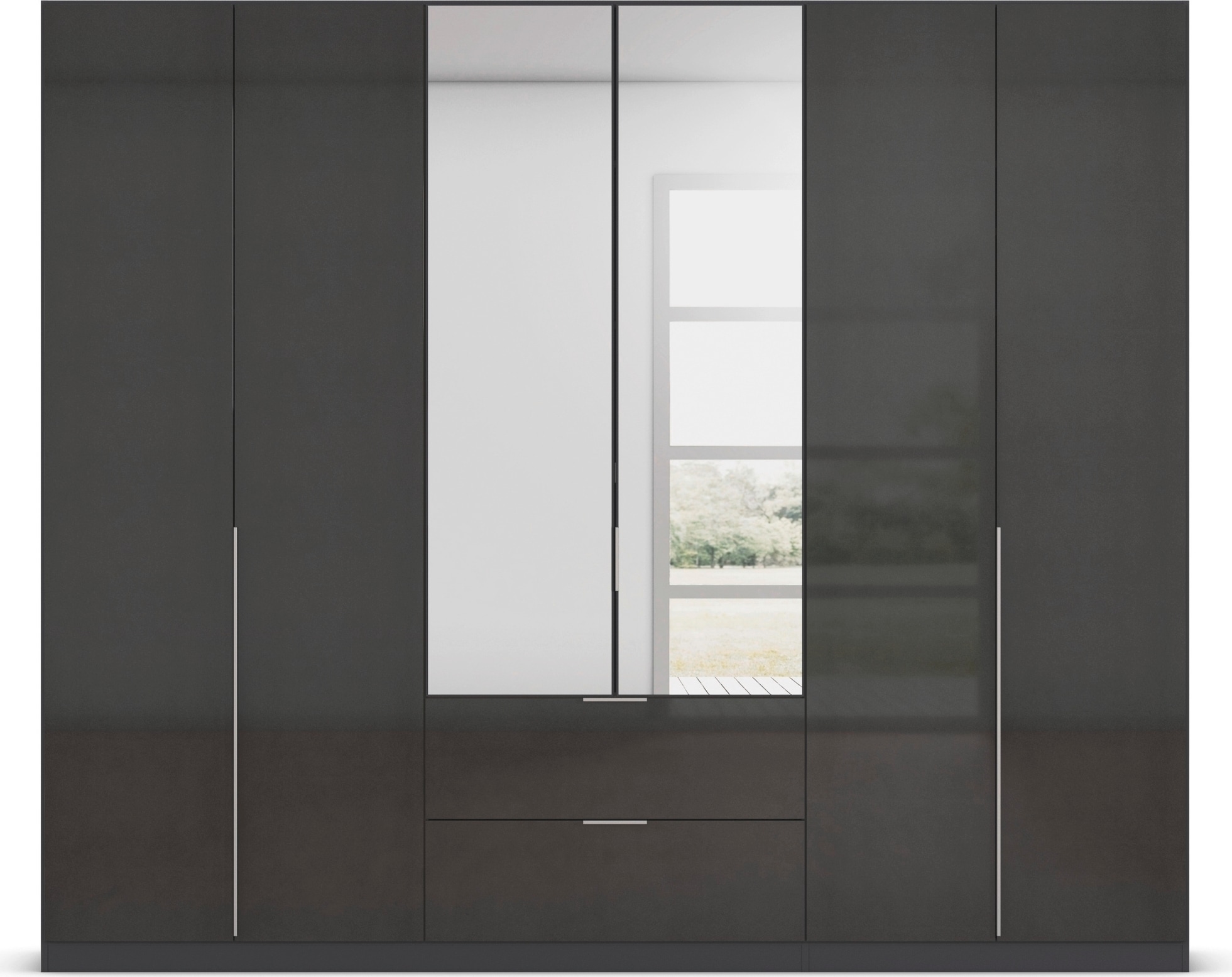 rauch Drehtürenschrank »Kleiderschrank Schrank Garderobe AGORDO mit Dekor- oder Hochglanzfront«, (in zwei Griff-Farben mit Dekor- oder Hochglanzfront), mit Außenschubkästen, in 6 Breiten und 2 Höhen MADE IN GERMANY