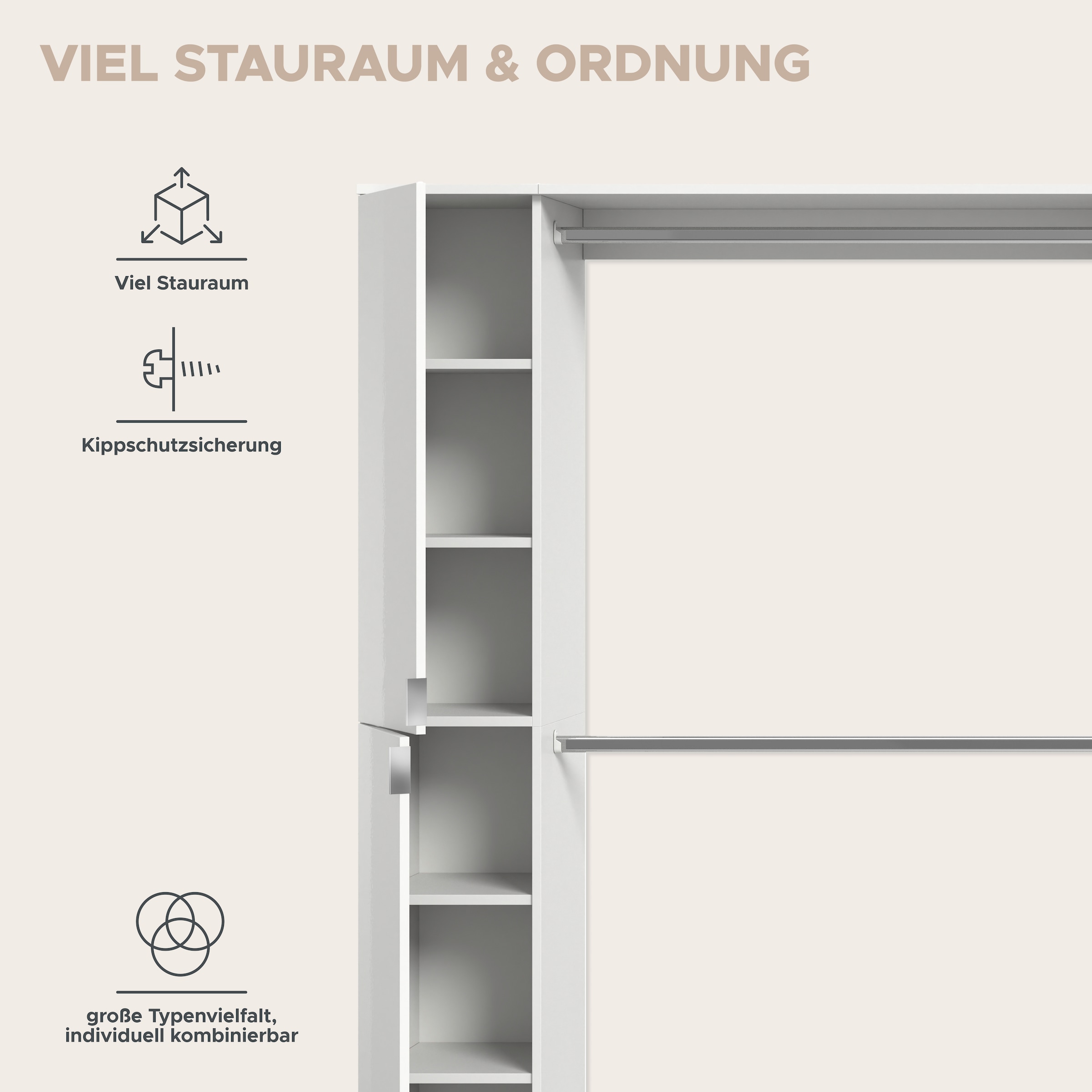 INOSIGN Garderoben-Set, (5 St.), Trondheim, Garderobenset 5-tlg.Breite 341 cm, Flur, Diele, Kombination