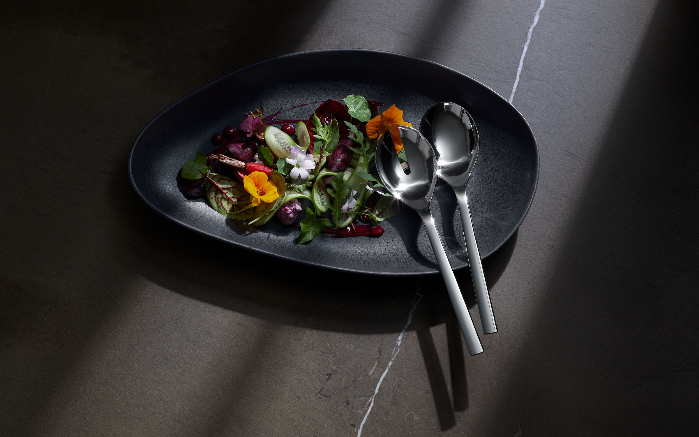 WMF Salatbesteck »Nuova« 2-tlg., 25 cm, Cromargan Edelstahl rostfrei 18/10, Geschenkverpackung