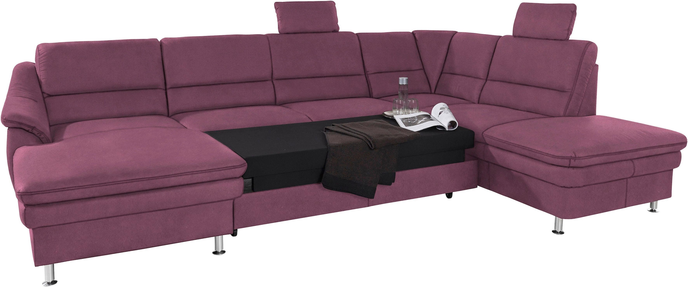 sit&more Wohnlandschaft »Cardoso U-Form«, mit Federkern und Kopfstützen, mit Bettfunktion und Relaxfunktion