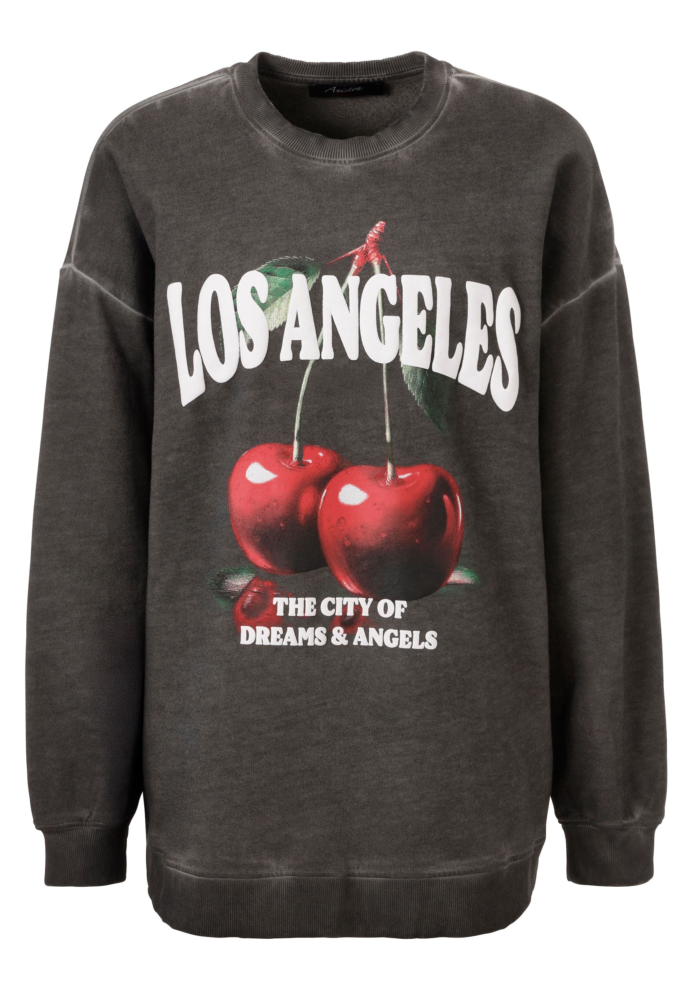 Aniston CASUAL Sweatshirt , mit knackigen Kirschen und Schriftzügen bedruckt
