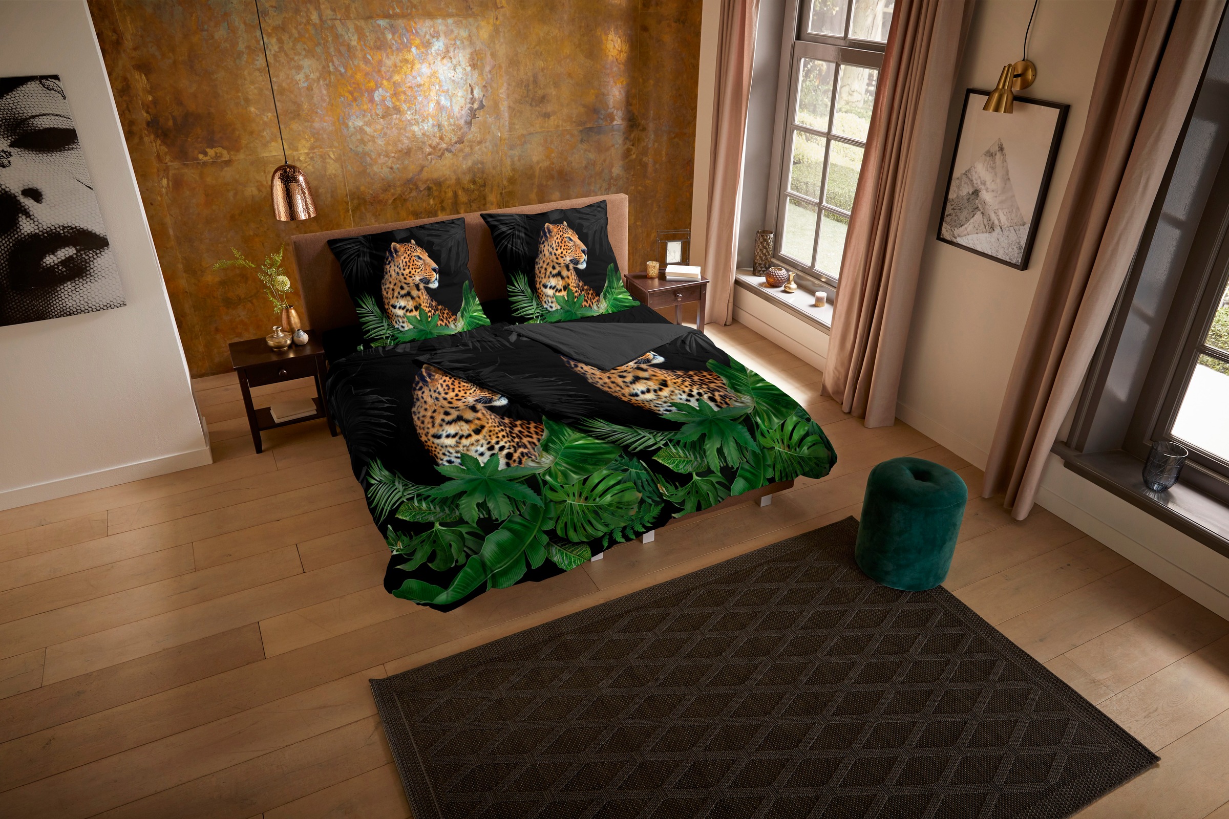 PURE luxury collection Wendebettwäsche »Mala«, Mikrofaser, 135x200, Pflegeleicht, Reißverschluss, Wendeoptik, Leopard