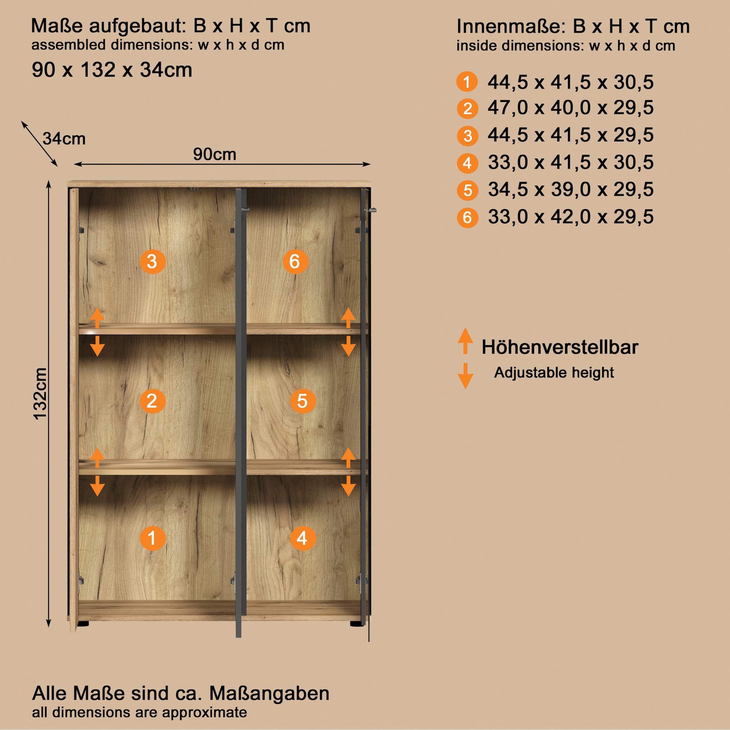 Home affaire Highboard »Estepona« 1 Stk. tlg. Vitrine, Tür mit Rillen-Optik, Breite 91 cm
