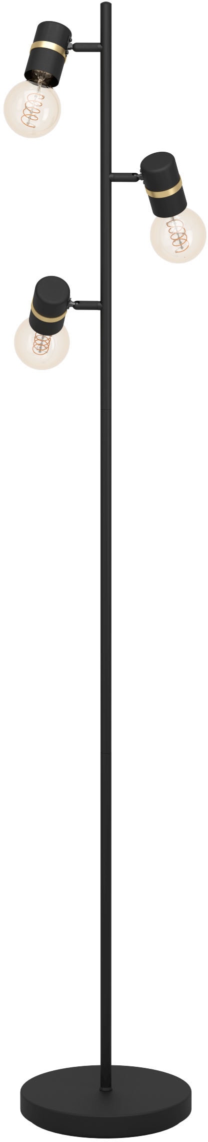 EGLO Stehlampe »LURONE«, Leuchtmittel E27 | Leuchtmittel wechselbar-ohne Leuchtmittel, Stehleuchte in schwarz und messing aus Stahl - exkl. E27 - 3X10W