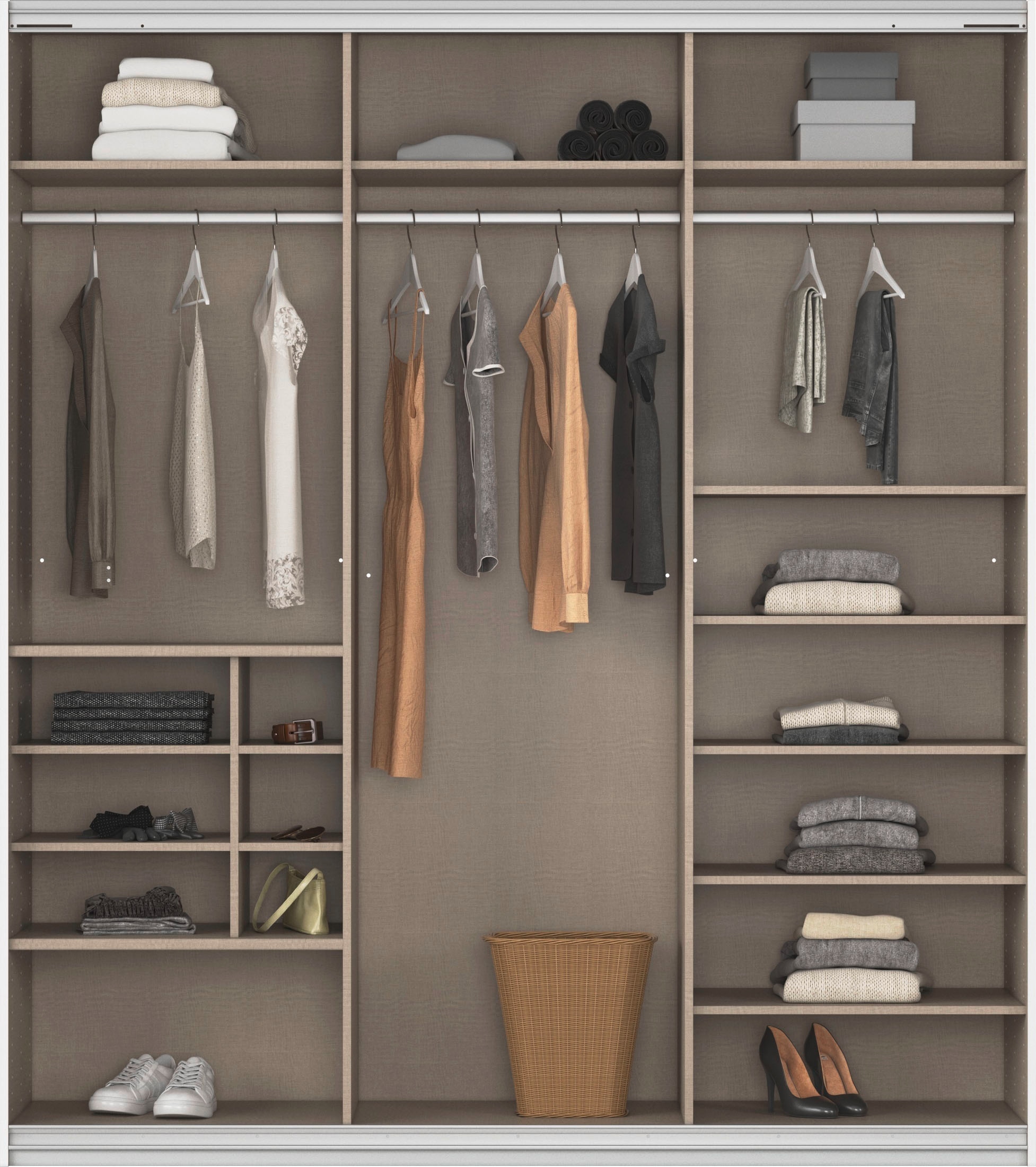 rauch Schwebetürenschrank »Kleiderschrank Schrank Garderobe Wäscheschrank TOMA«, inkl. Regaleinsatz sowie zusätzlichen Einlegeböden MADE IN GERMANY