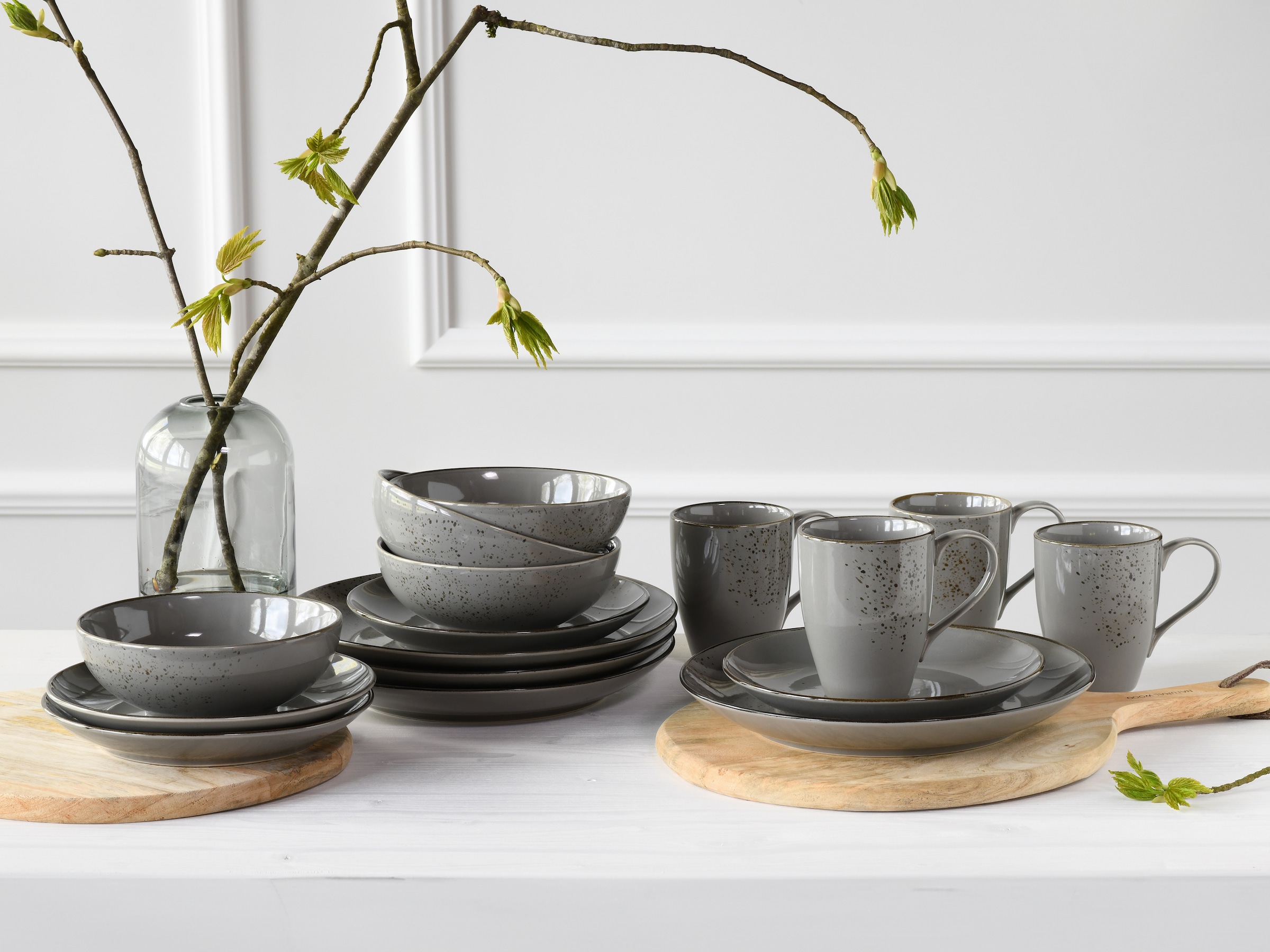 CreaTable Kombiservice »Nature Collection, Kombi-Service 16-tlg« Handwerklicher Look, Vintage