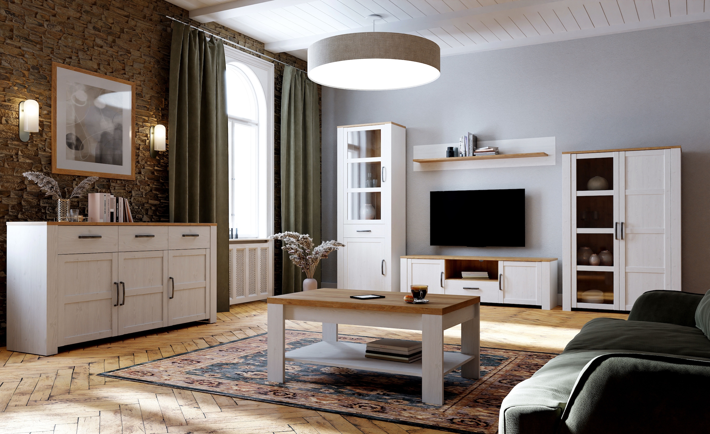 FORTE TV-Board »Bohol TV-Schrank, Stauraum, 2 farbiges Dekor, landhaus« B/H/T 166,1/51,8/42cm, 2 Türen, 1 SK