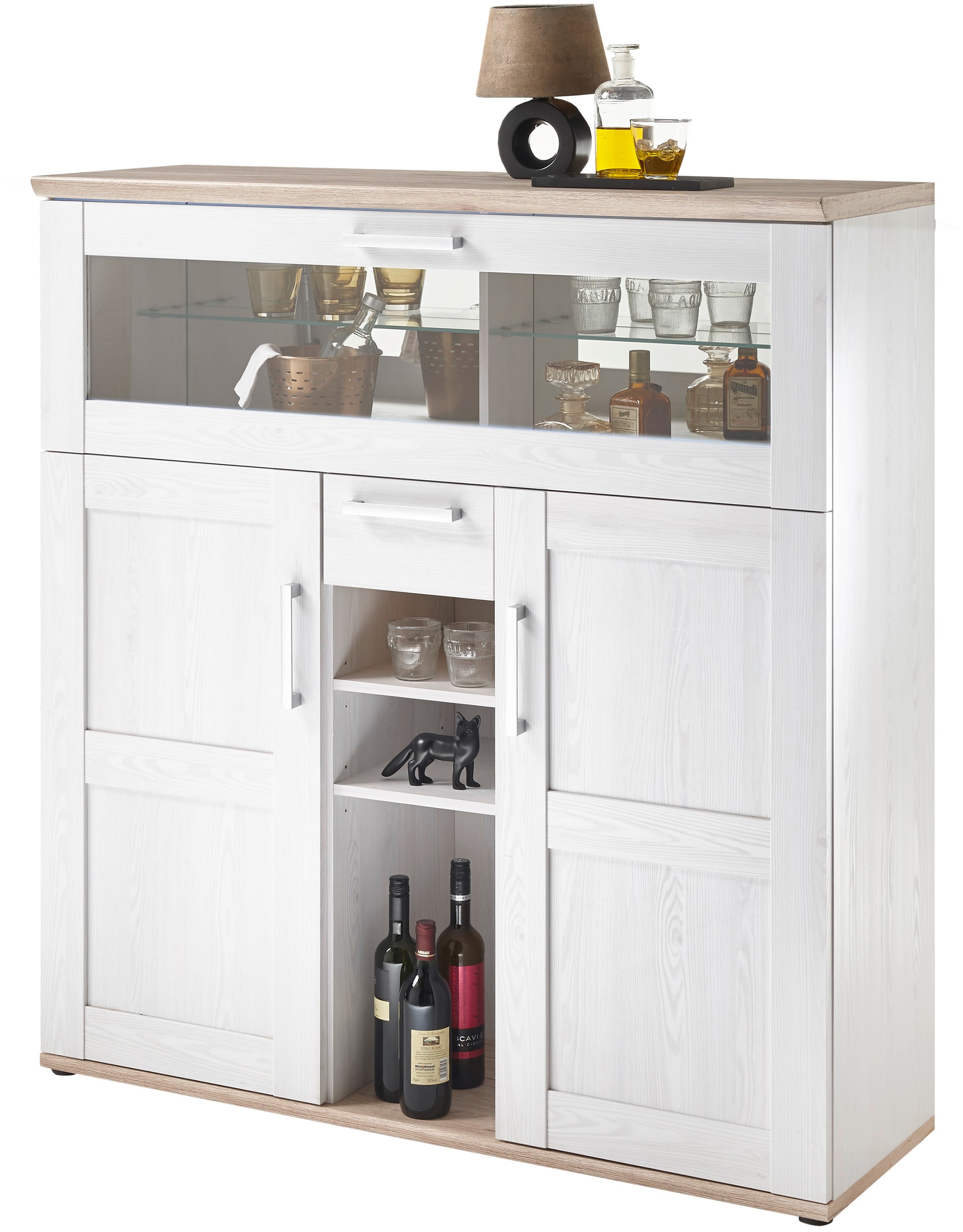 HBZ Barschrank »Romance«, (1 St.), im Landhausstil, Highboard mit Bar