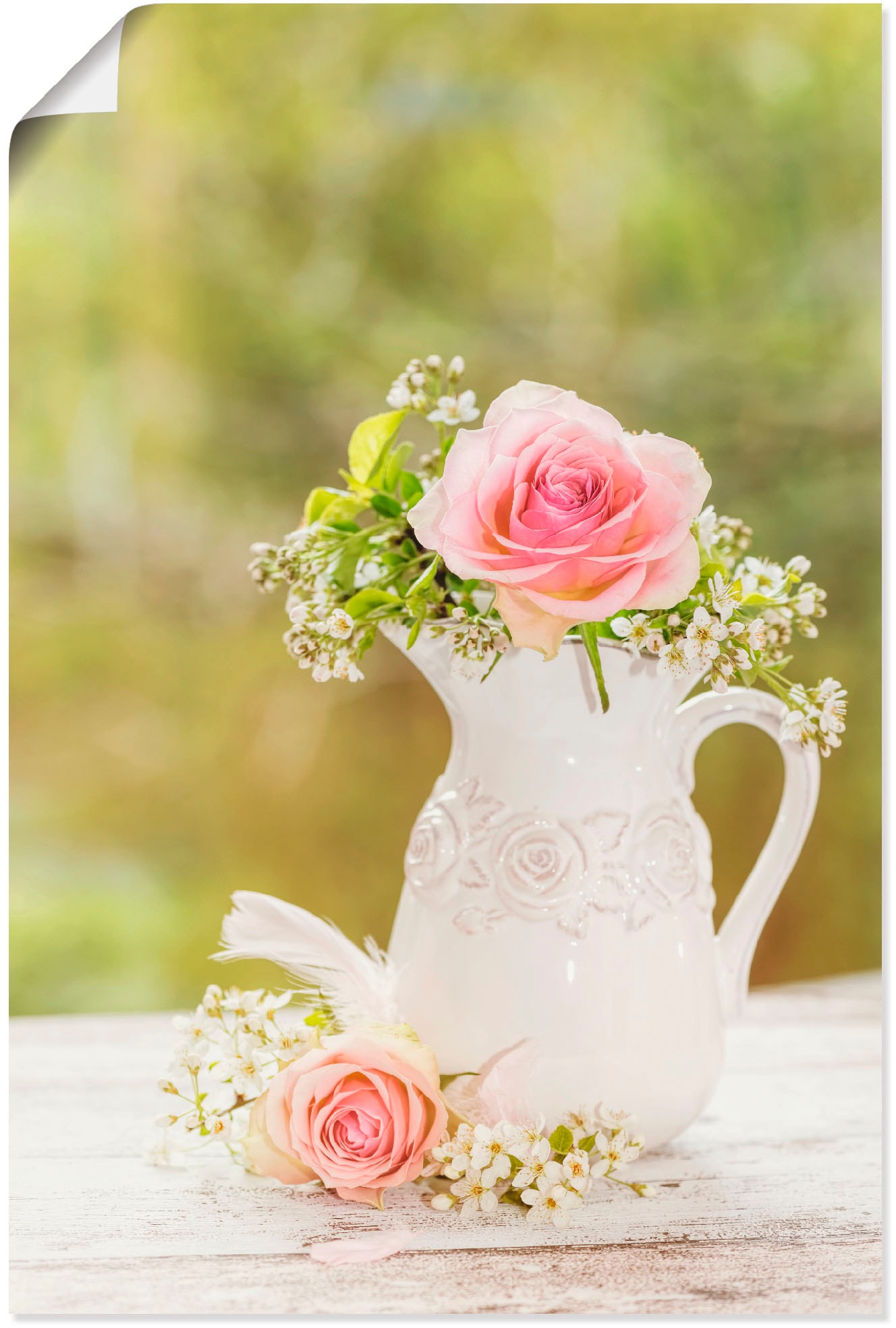 Wandbild in in Blumen, als Rosen Größen »Vintage Alubild, Poster bestellen (1 auf Leinwandbild, Wandaufkleber Artland Vase«, St.), versch. Raten oder