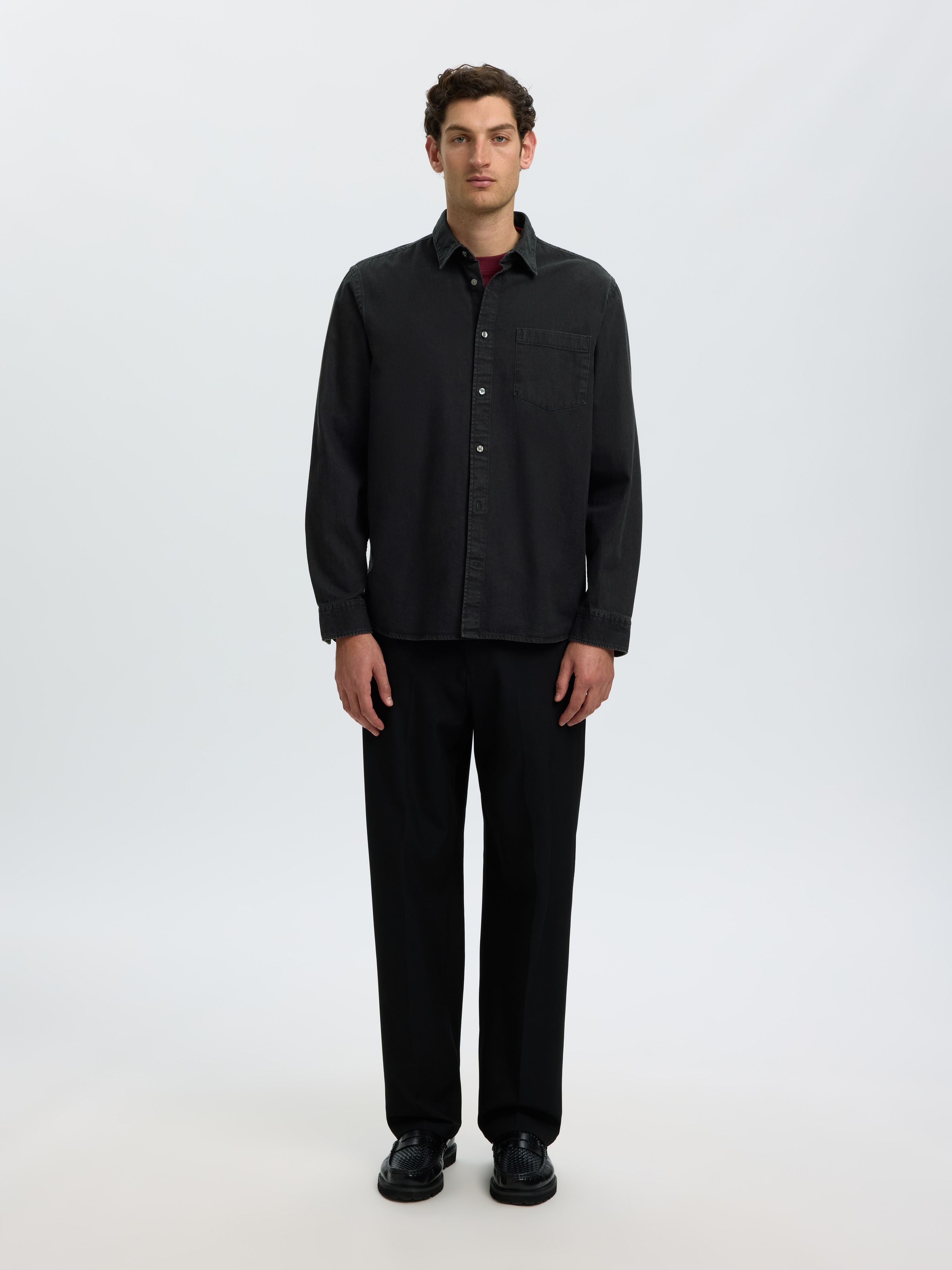 SELECTED Langarmhemd »SLHREGCARLO DENIM LS SHIRT NOOS« Baumwolle, regular fit