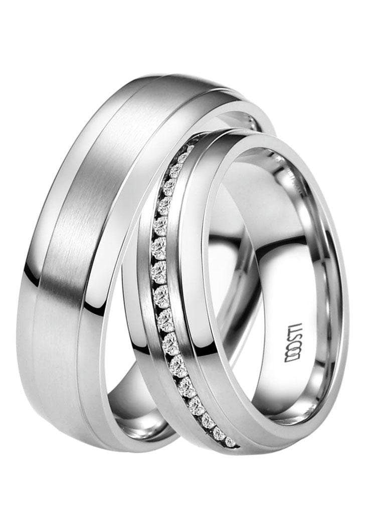 DOOSTI Trauring »Schmuck Geschenk Edelstahl Trauring Ehering Partnerring LIEBE«, Made in Germany - wahlweise mit oder ohne Zirkonia