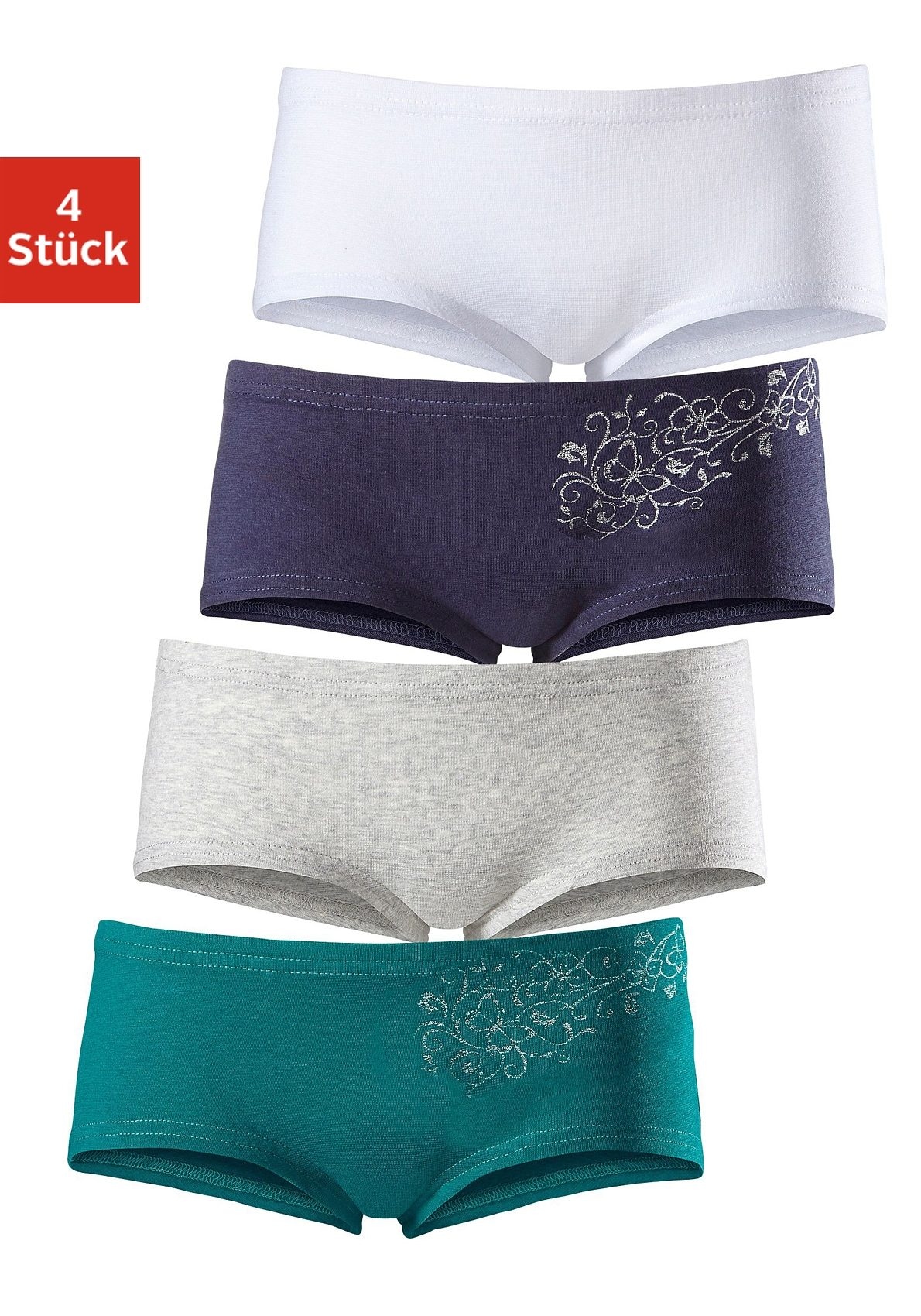 Panty, (Packung, mit Glitzerdruck petite 4 ♕ fleur bei St.),