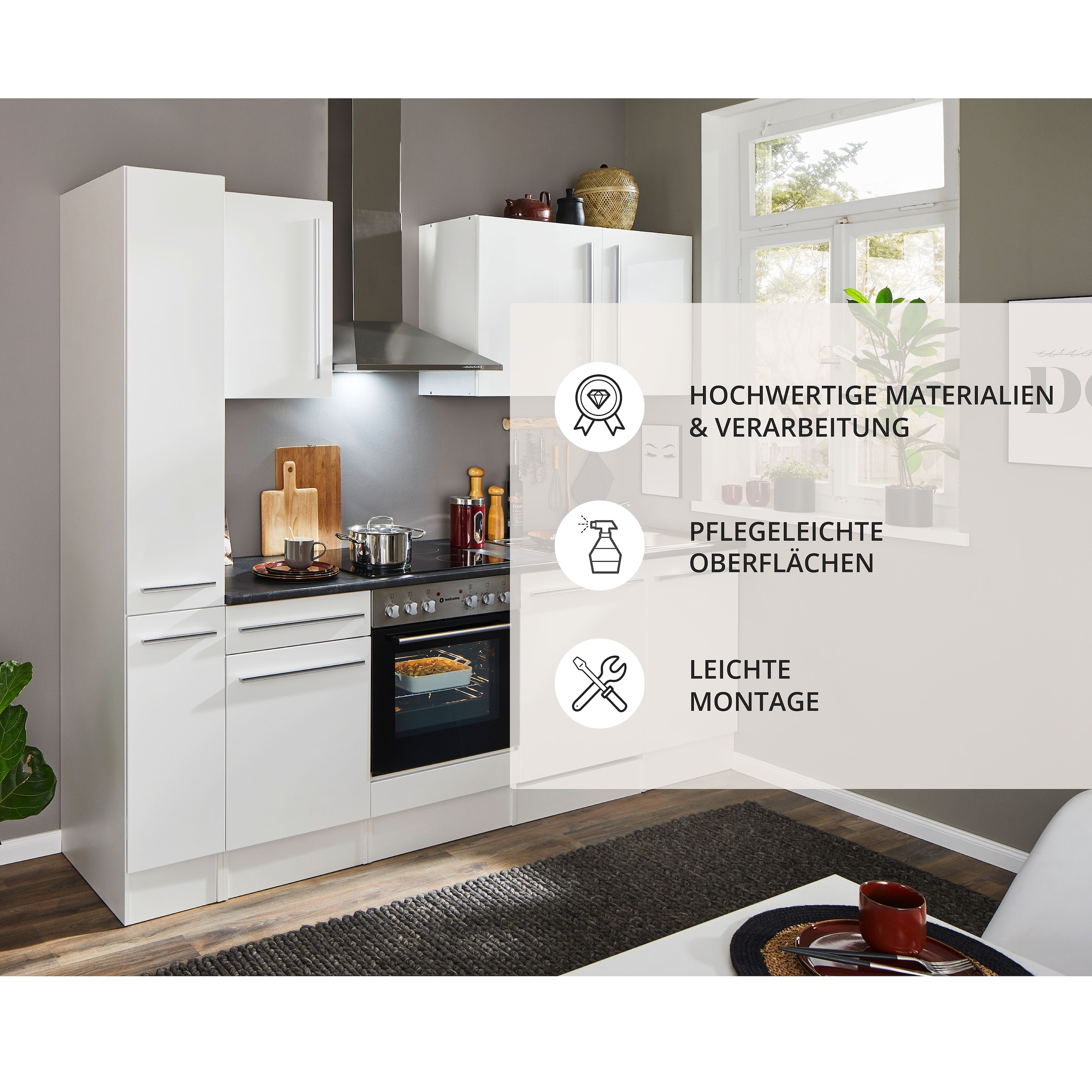 BASIC by Balculina Küchenzeile »Jazz« Breite 250 cm, wahlweise mit E-Geräten