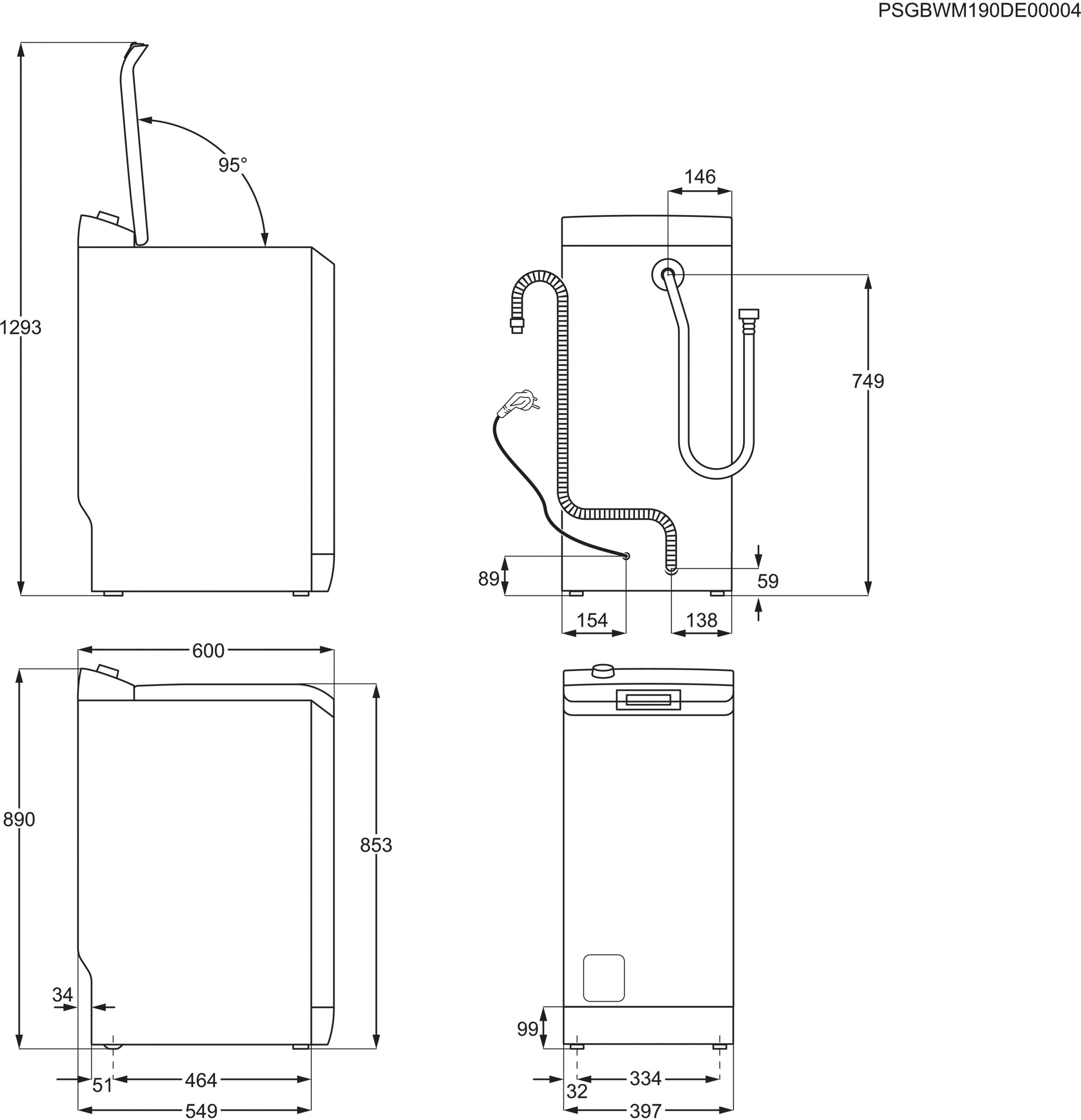 AEG Waschmaschine Toplader »LTR6C360TL 913143648«, 6 kg, 1300 U/min, ProSense® Mengenautomatik​ - spart bis 40% Zeit, Wasser und Energie
