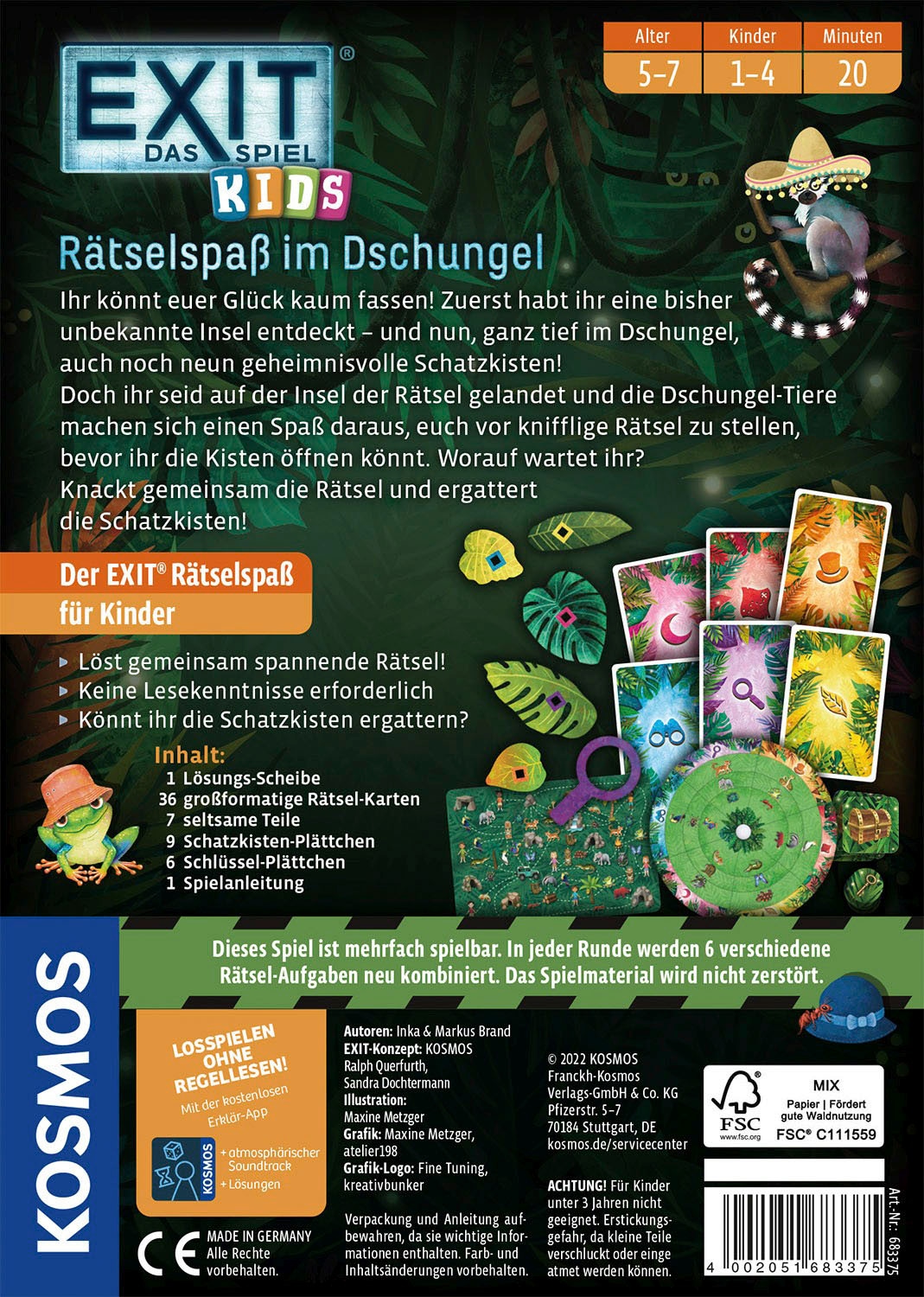 Kosmos Spiel »EXIT, Das Spiel Kids: Rätselspaß im Dschungel«, Made in Germany