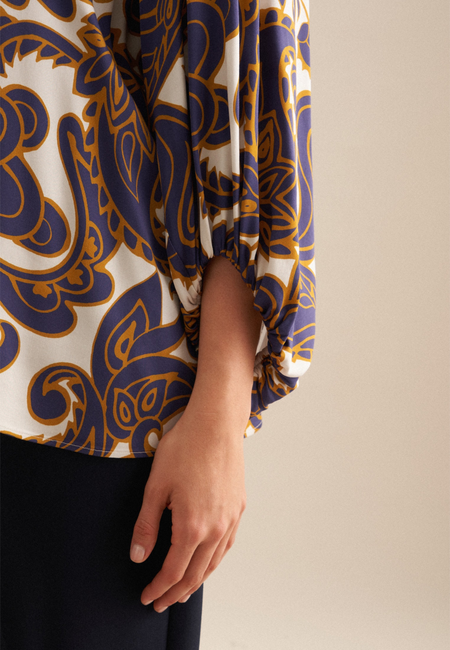 seidensticker Shirtbluse »Schwarze Rose«, 3/4-Arm V-Neck Paisley